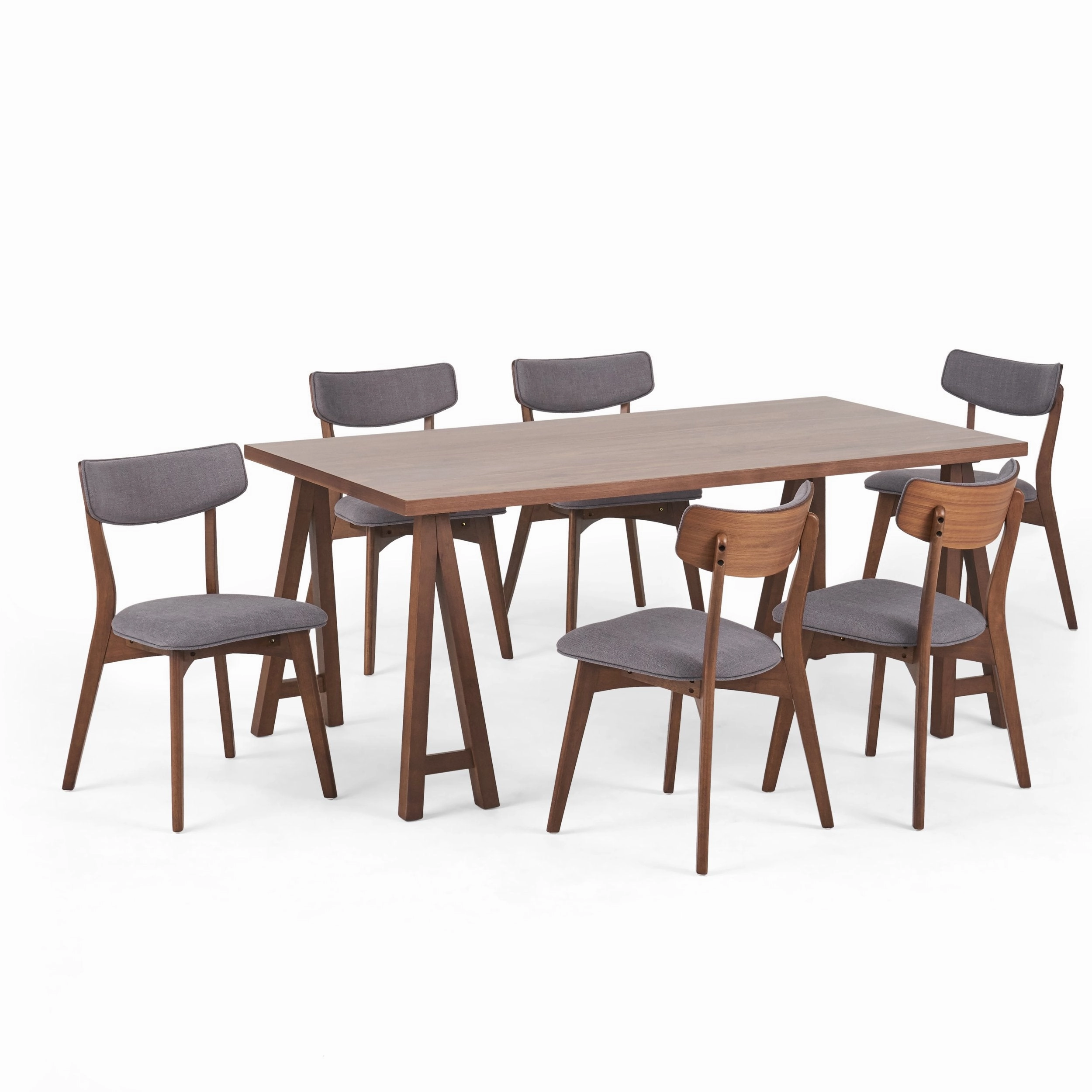 Mid-Century Modern 7 Piece Dining Set with A-Frame Table - NH483313