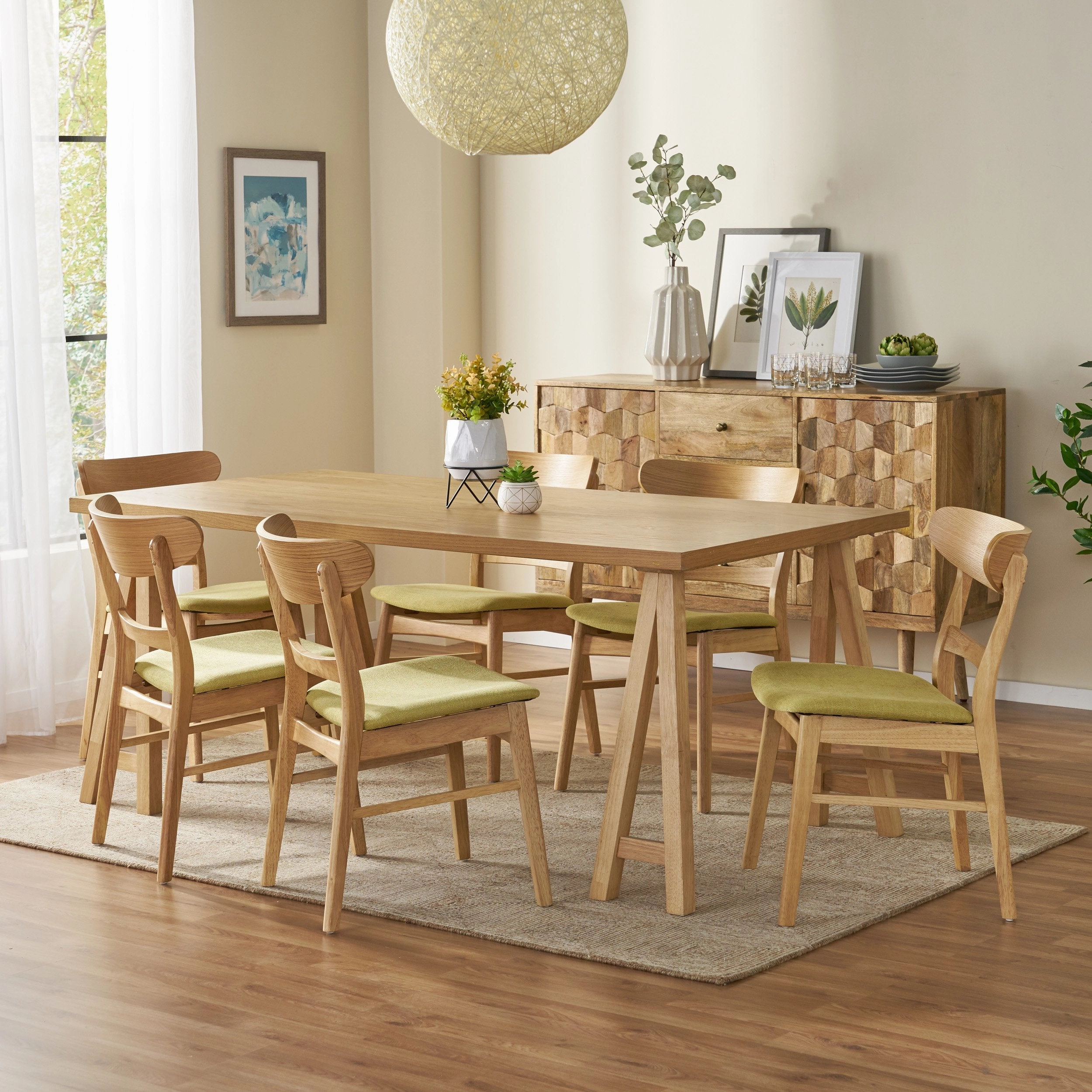 Mid-Century Modern 7 Piece Dining Set with A-Frame Table - NH992313