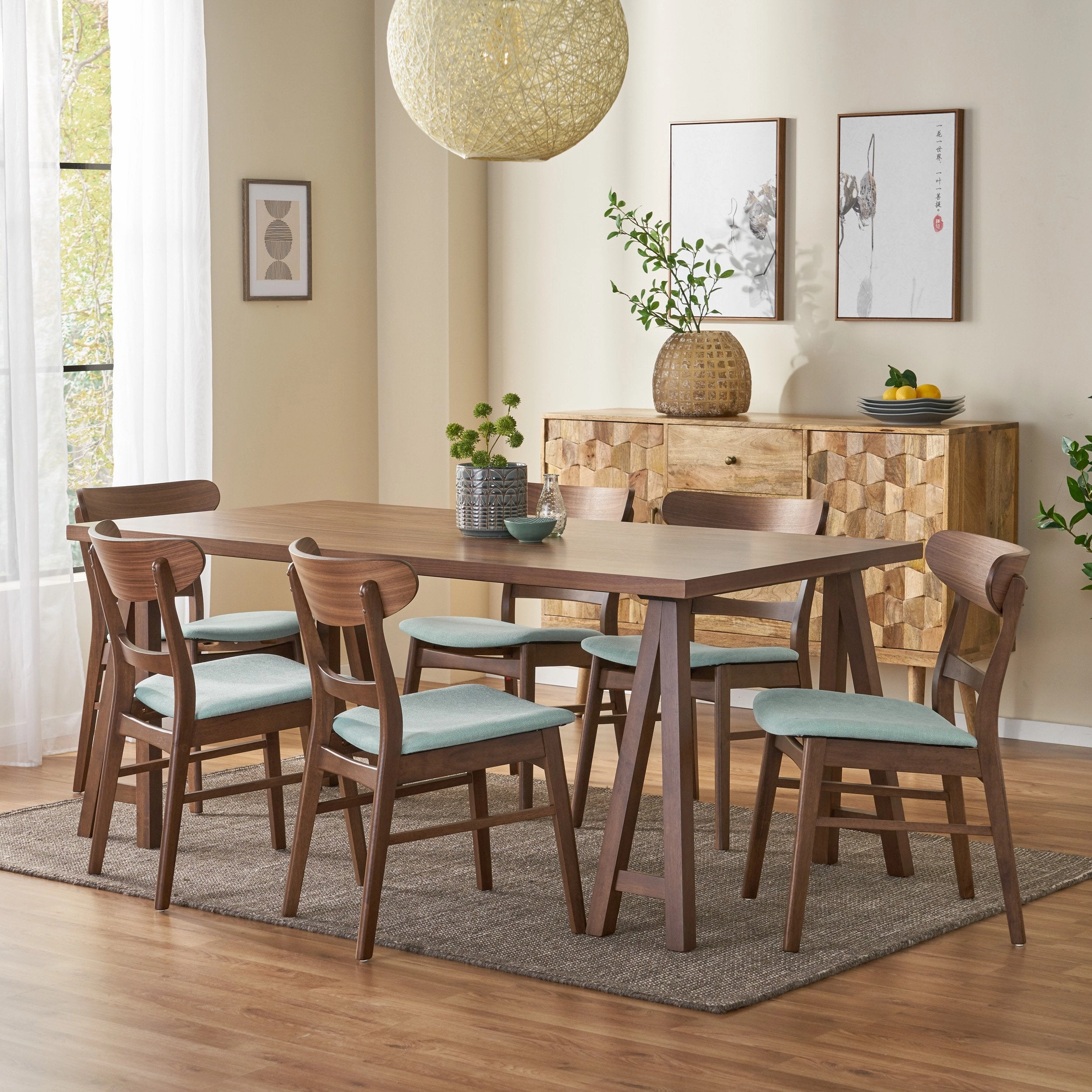 Mid-Century Modern 7 Piece Dining Set with A-Frame Table - NH992313