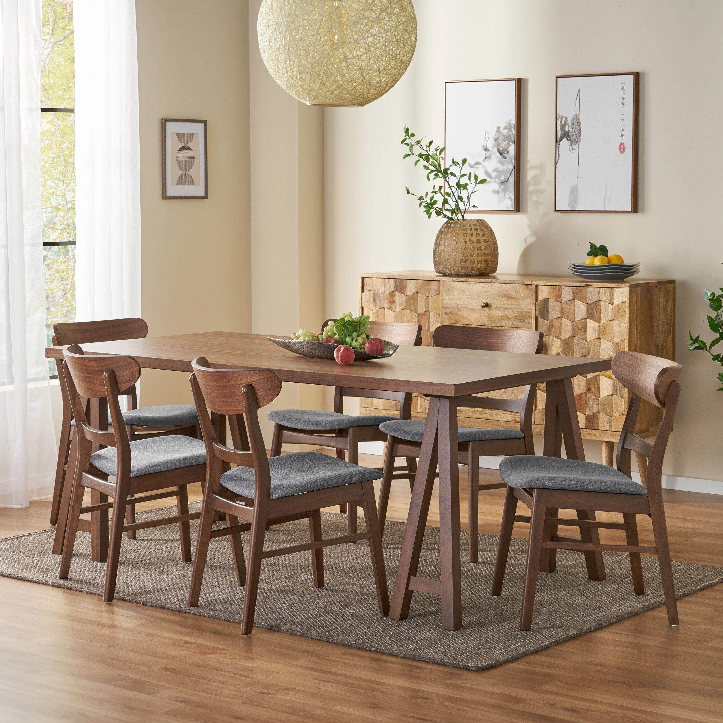 Mid-Century Modern 7 Piece Dining Set with A-Frame Table - NH992313
