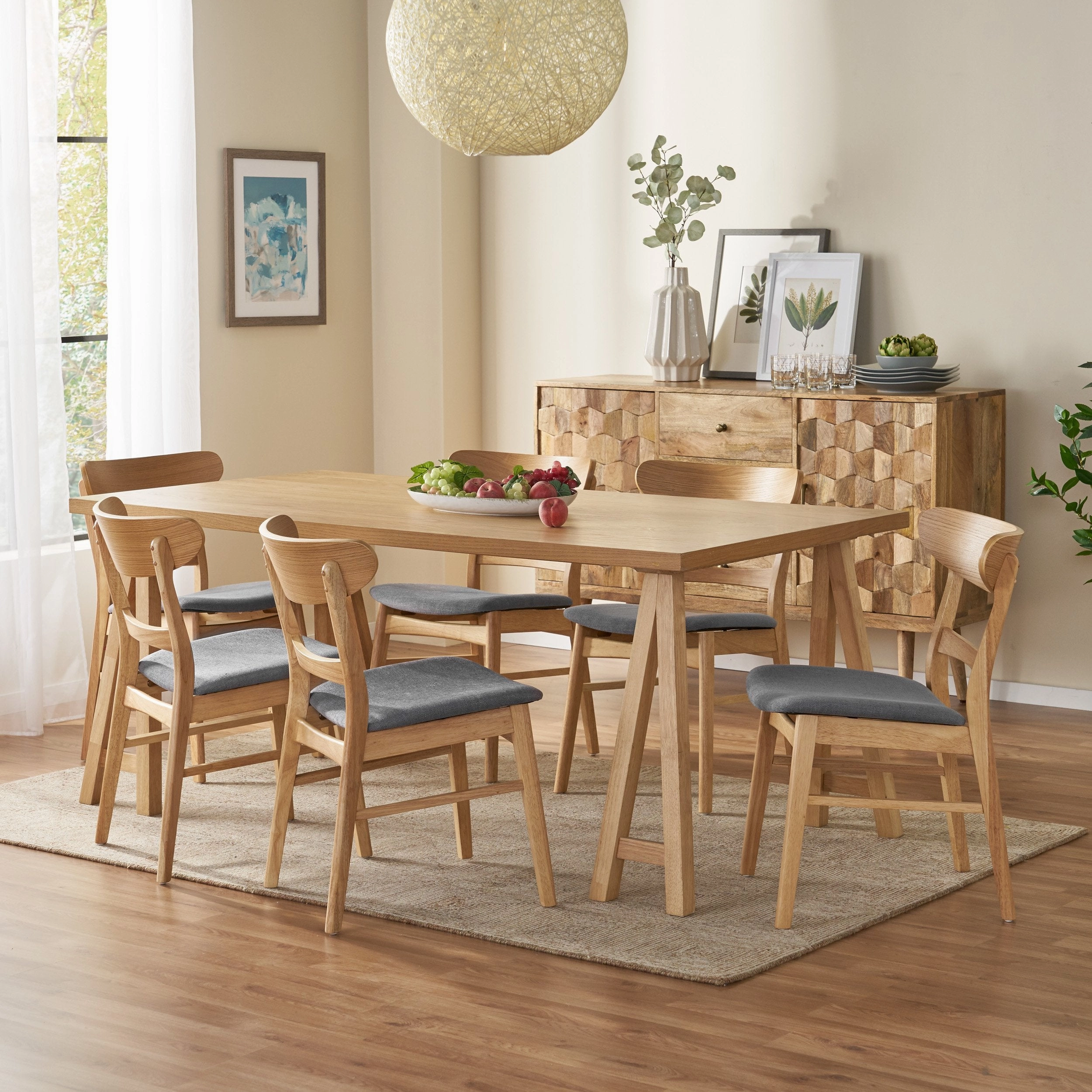 Mid-Century Modern 7 Piece Dining Set with A-Frame Table - NH992313