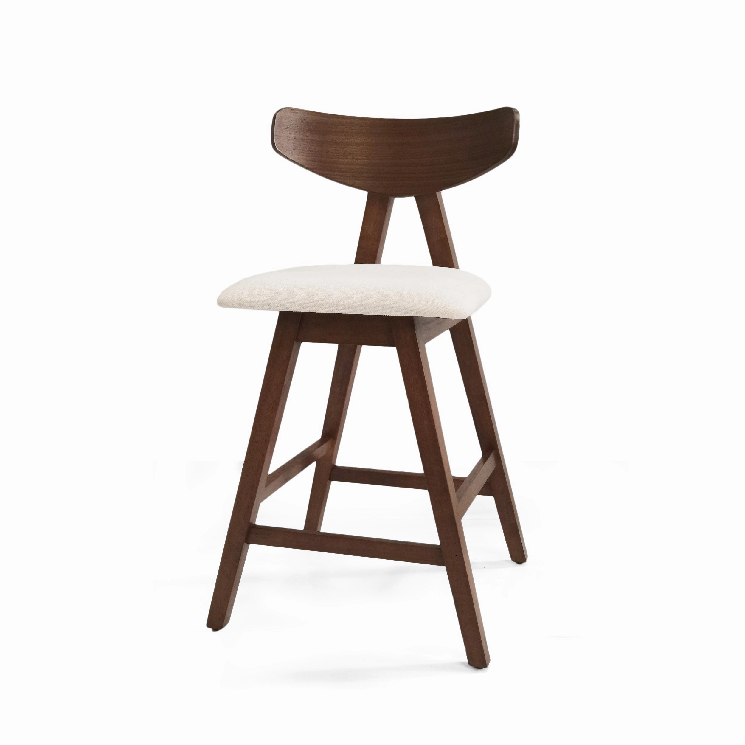 Mid Century Modern Upholstered Wood Counter Stools (Set of 2)