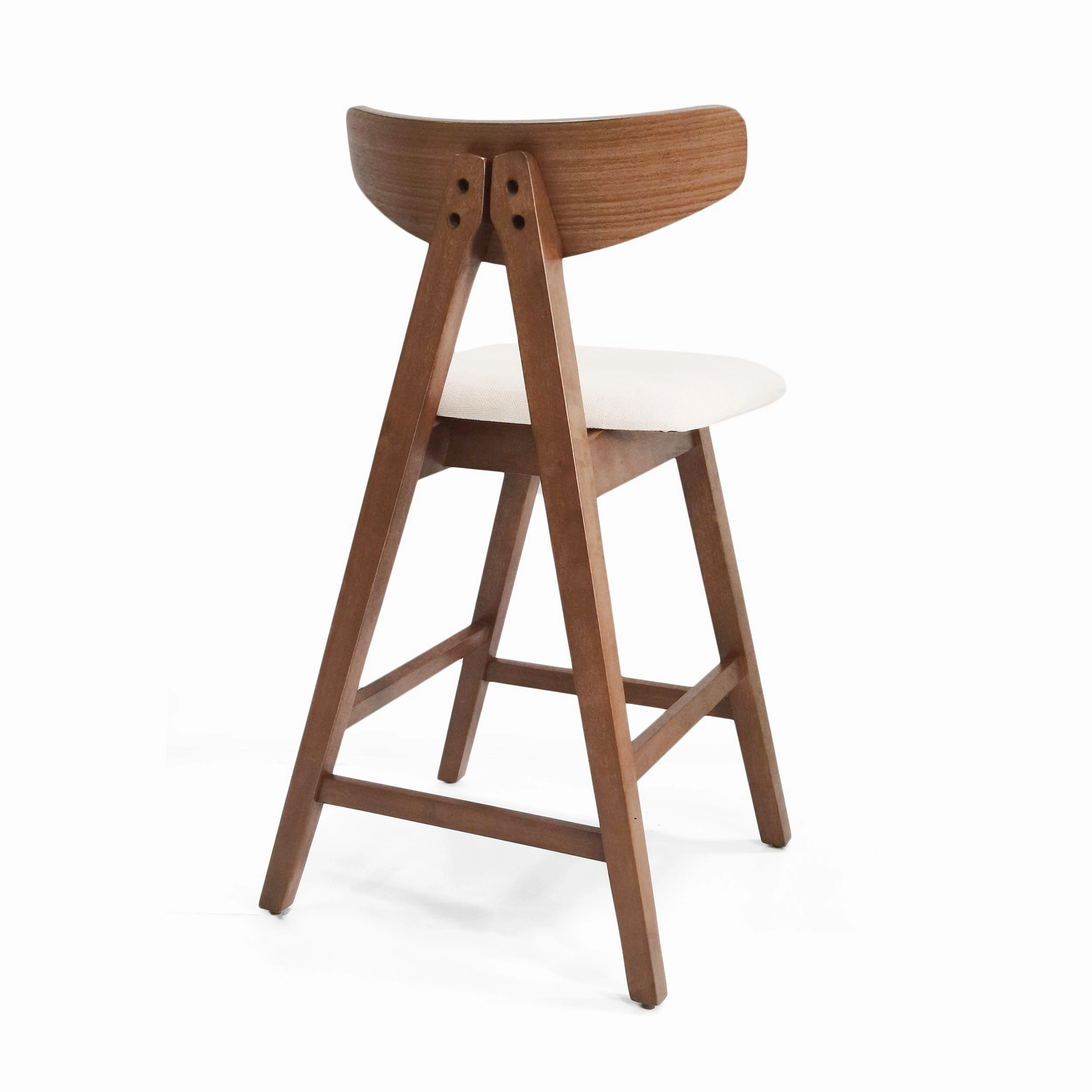 Mid Century Modern Upholstered Wood Counter Stools (Set of 2)