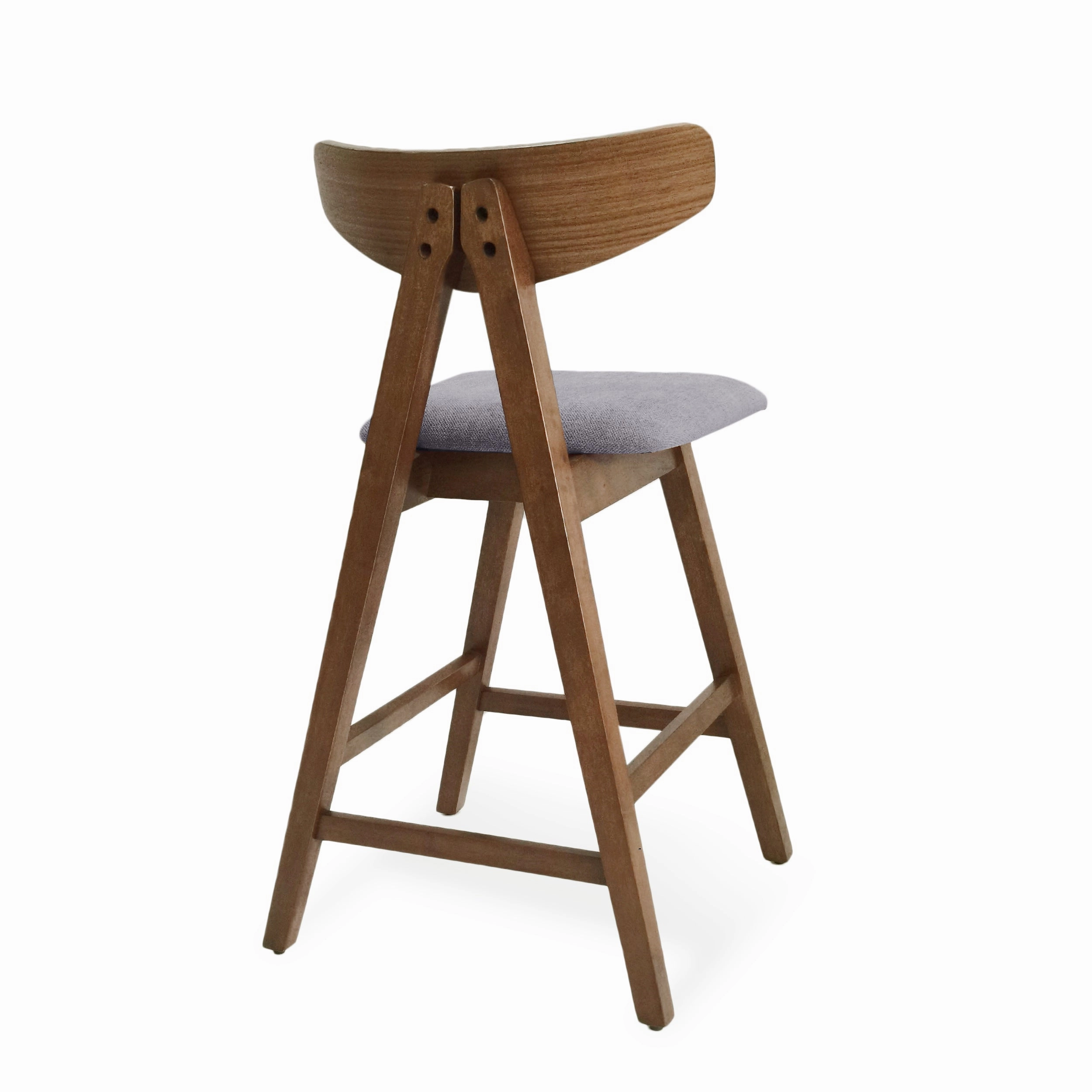 Mid Century Modern Upholstered Wood Counter Stools (Set of 2)