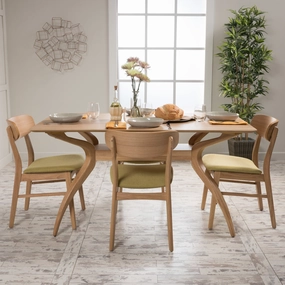 Mid Century Natural Oak Finish 5 Piece Dining Set - NH823992 kitchen accessories, table linens