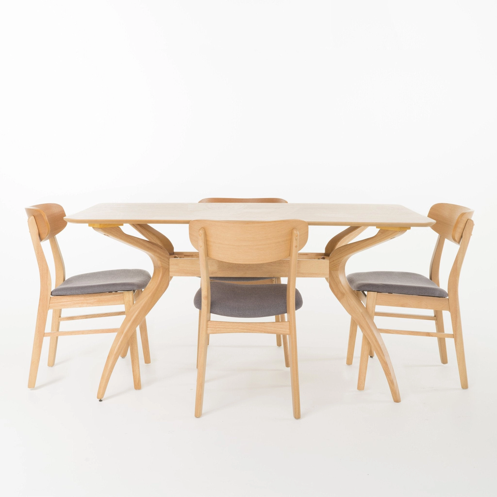Mid Century Natural Oak Finish 5 Piece Dining Set - NH823992