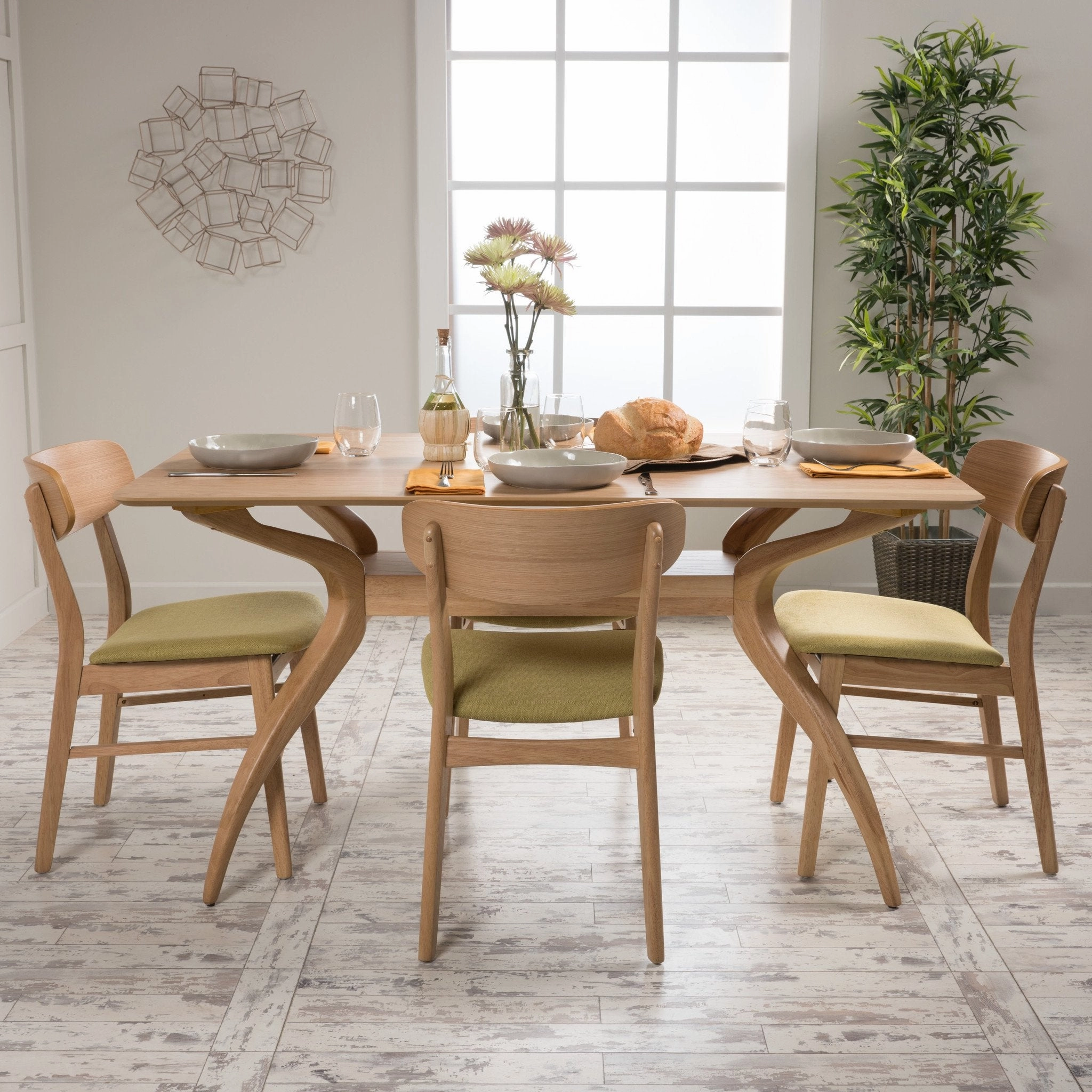 Mid Century Natural Oak Finish 5 Piece Dining Set - NH823992 kitchen accessories, table linens