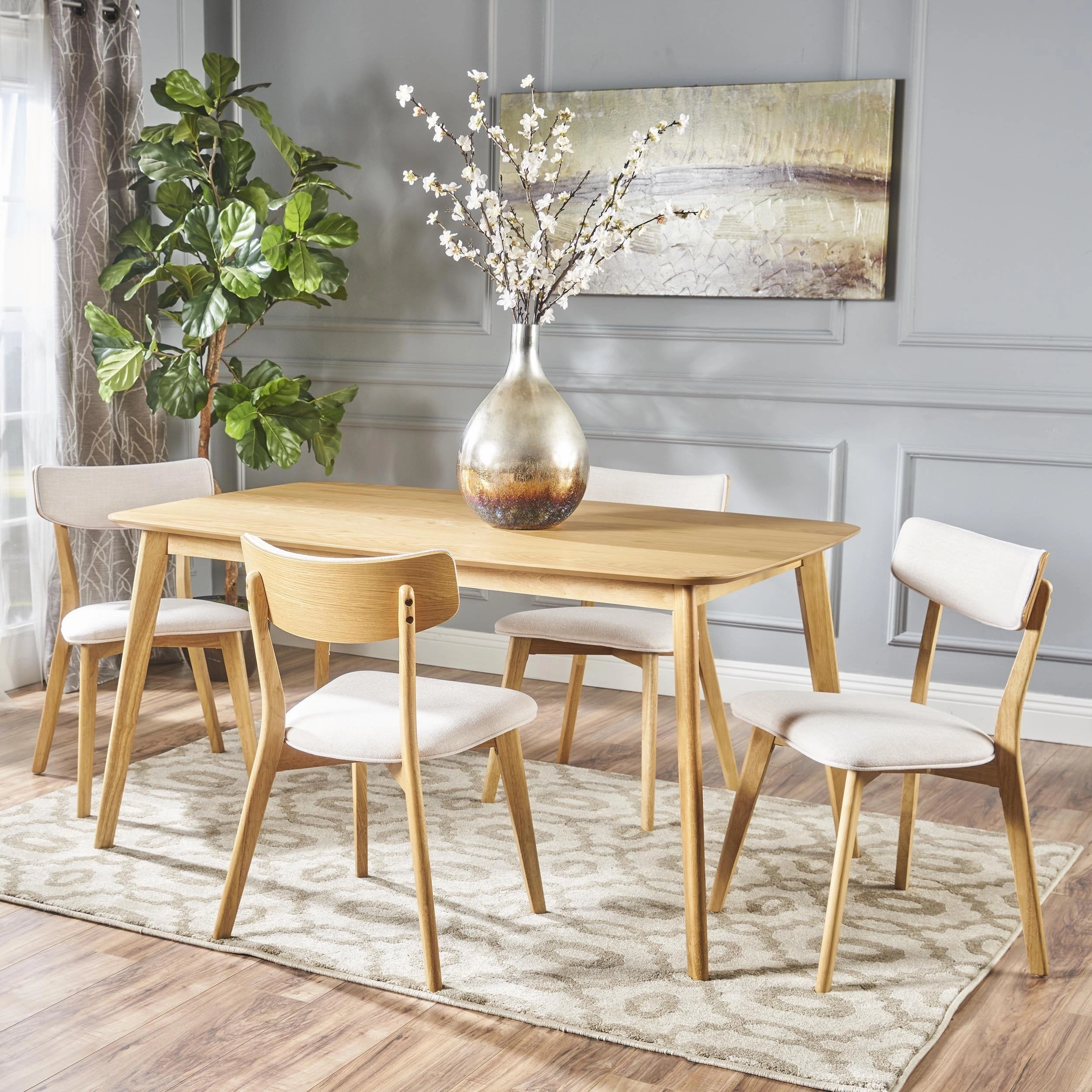 Mid Century Natural Oak Finished 5 PC Dining Set - NH223103 kitchen accessories, table linens