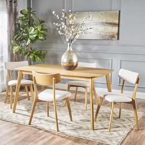 Mid Century Natural Oak Finished 5 PC Dining Set - NH223103 kitchen accessories, table linens