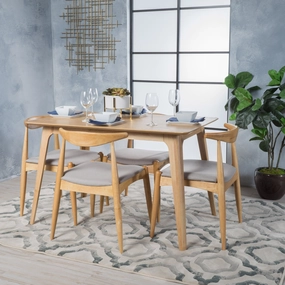 Mid-Century Oak Finish 5 Piece Dining Set - NH010003 kitchen accessories, table linens