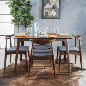 Mid-Century Walnut Finish 5 Piece Dining Set - NH900003 kitchen accessories, table linens