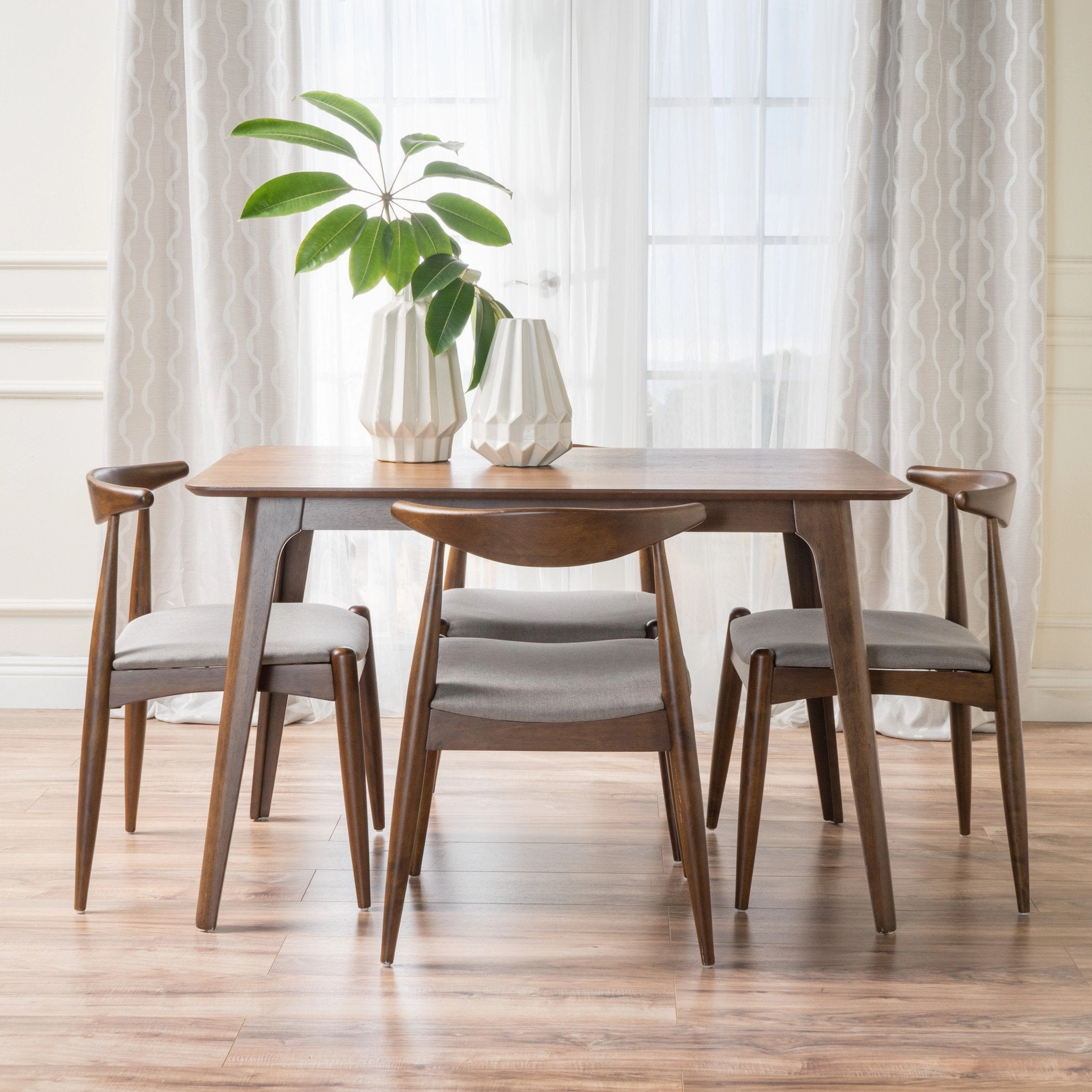 Mid-Century Walnut Finish 5 Piece Dining Set - NH900003