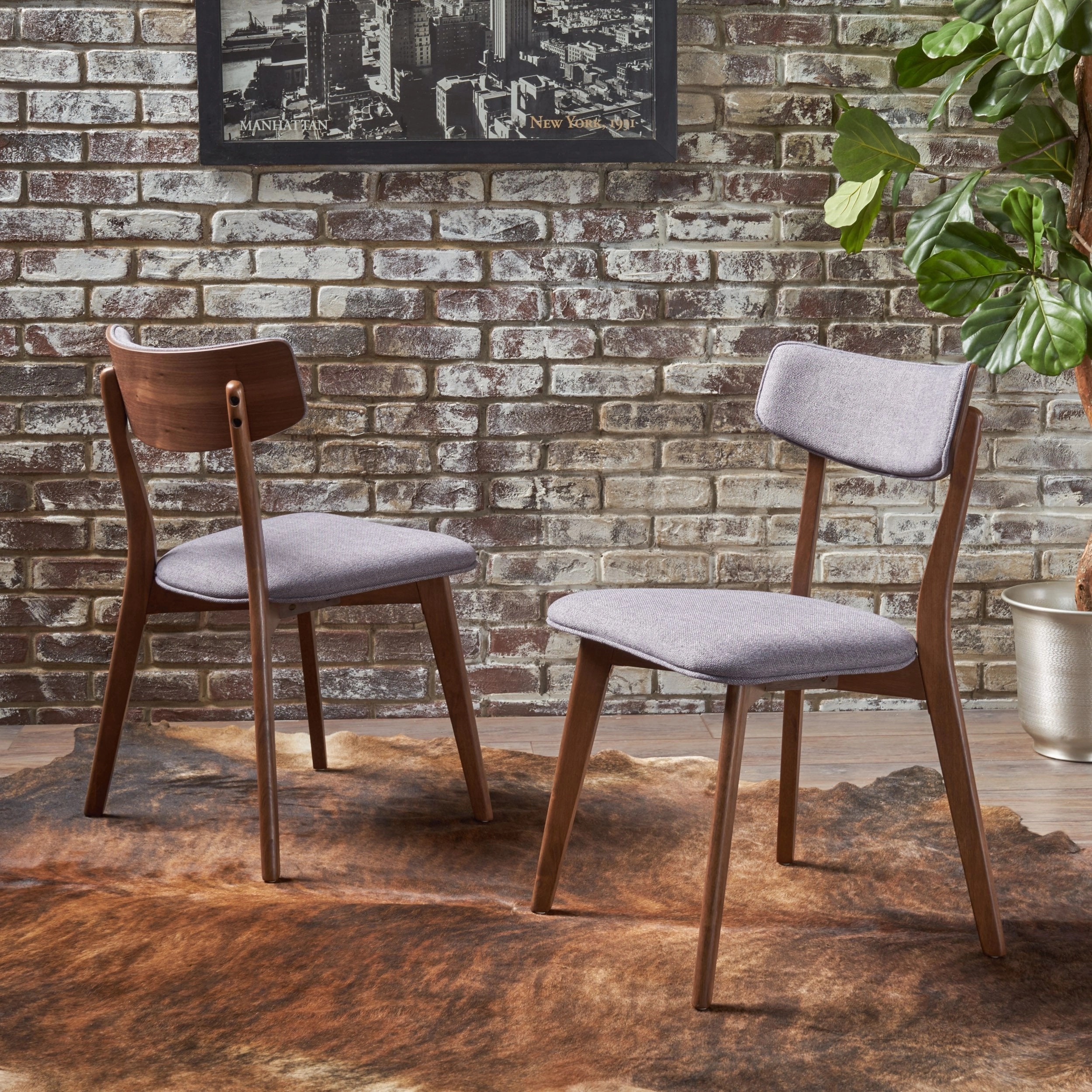 Mid-Century Walnut Finished Frame Dining Chairs (Set of 2) - NH082103 kitchen accessories, table linens