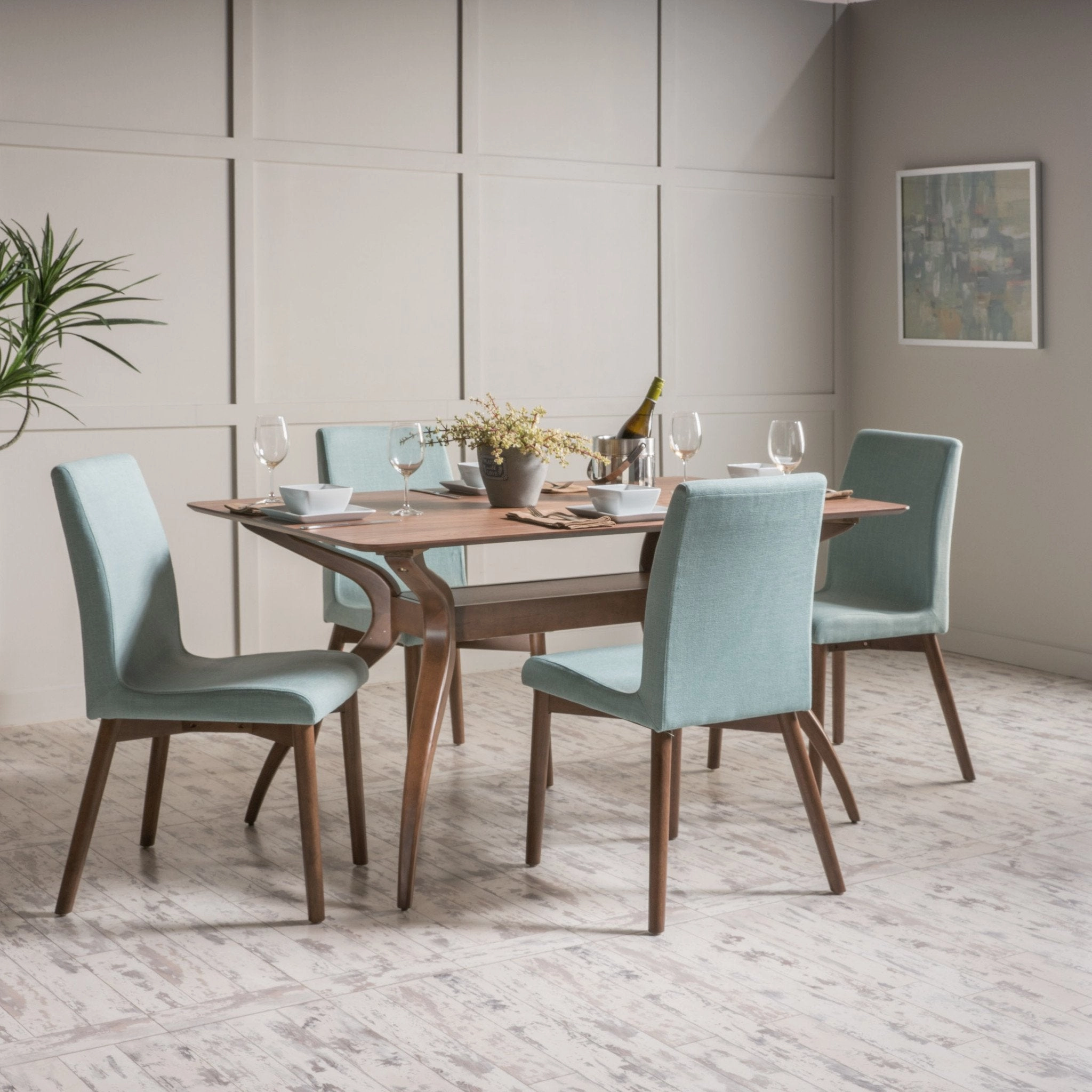 Mid Century Wood Finish 5 Piece Dining Set - NH613992 kitchen accessories, table linens