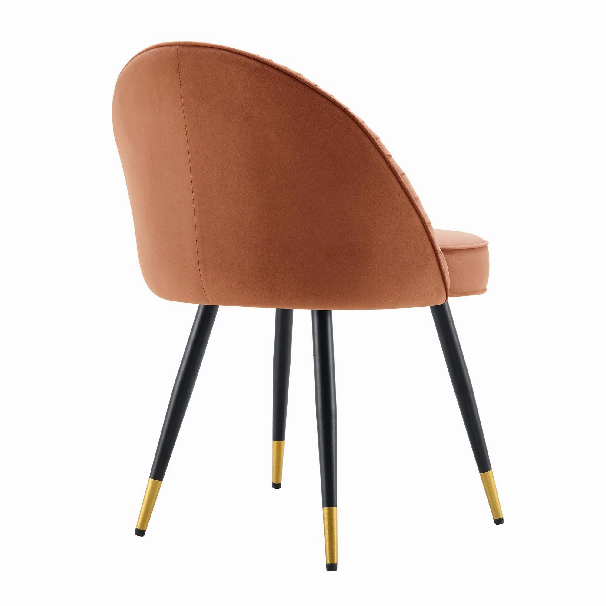 Miyae Set of 2 Pleated Burnt Orange Velvet Upholstered Dining Chairs