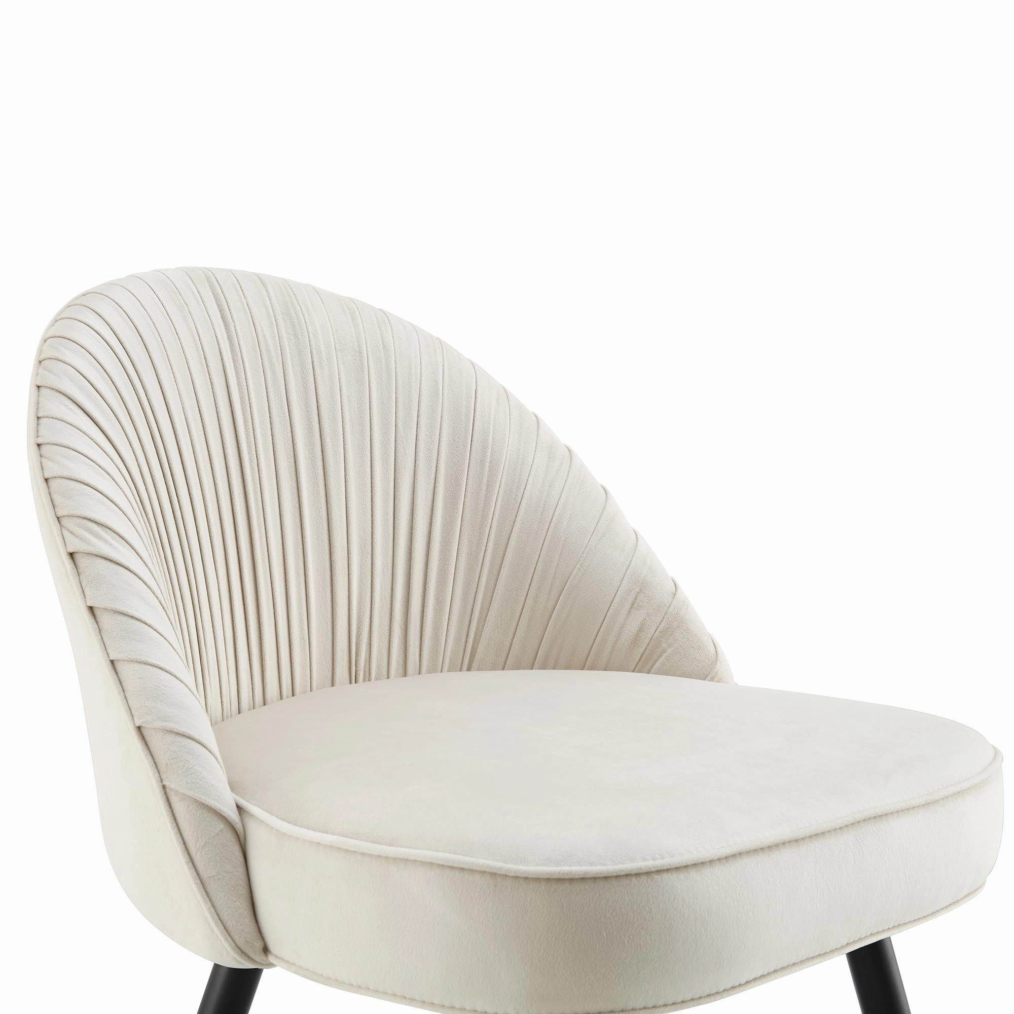 Miyae Set of 2 Pleated Champange Velvet Upholstered Dining Chairs
