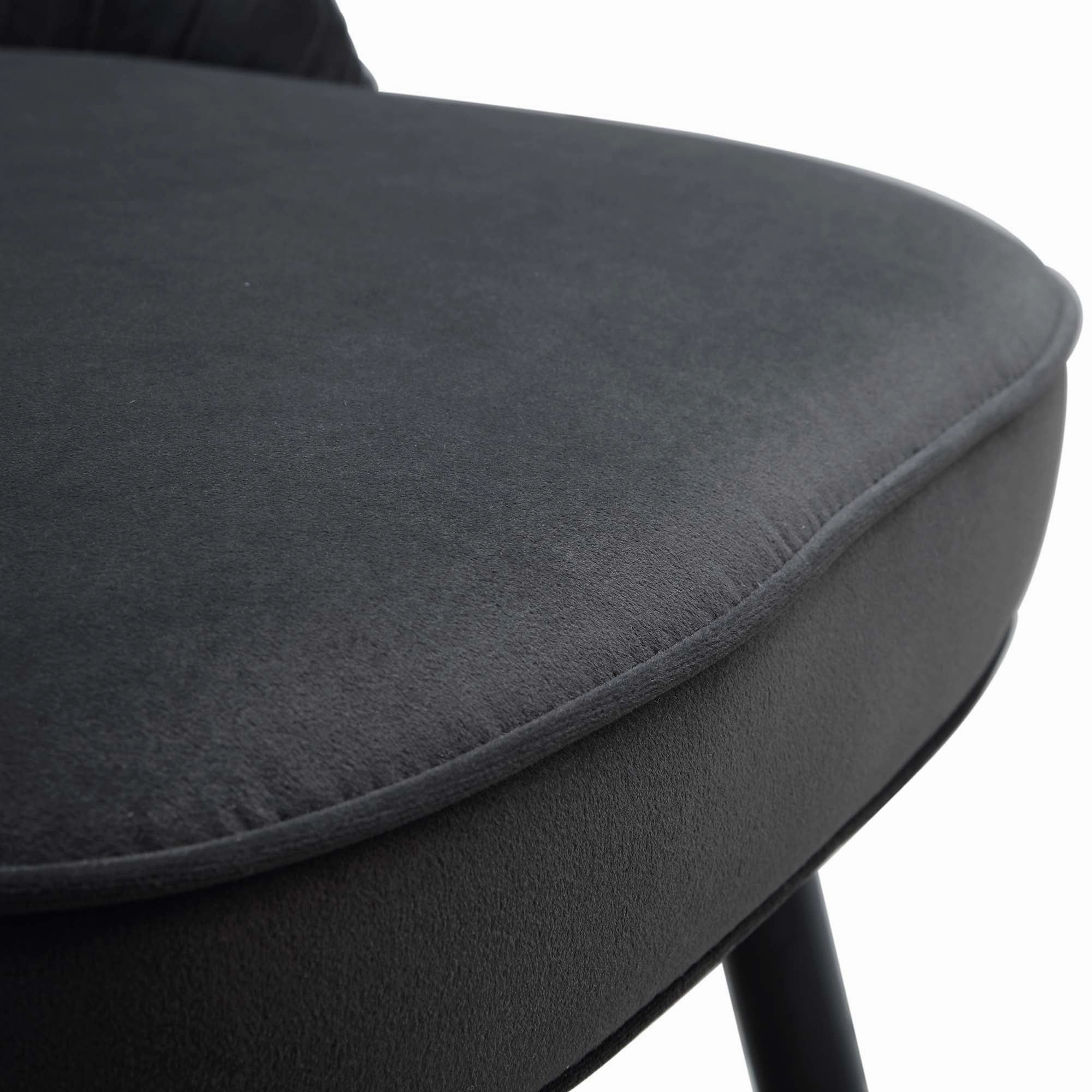 Miyae Set of 2 Pleated Charcoal Velvet Upholstered Dining Chairs