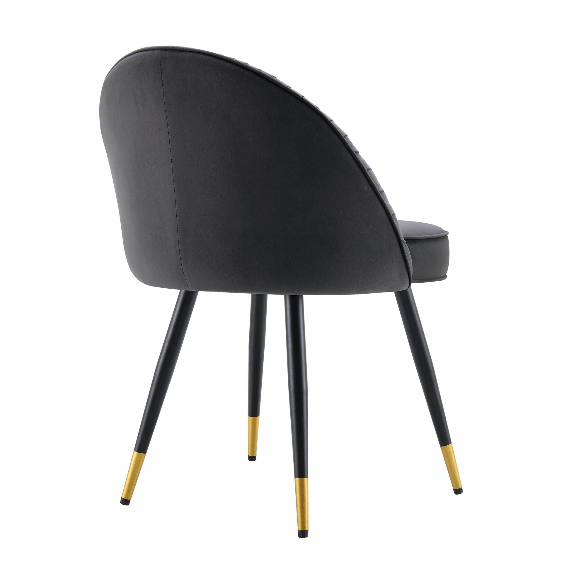 Miyae Set of 2 Pleated Charcoal Velvet Upholstered Dining Chairs