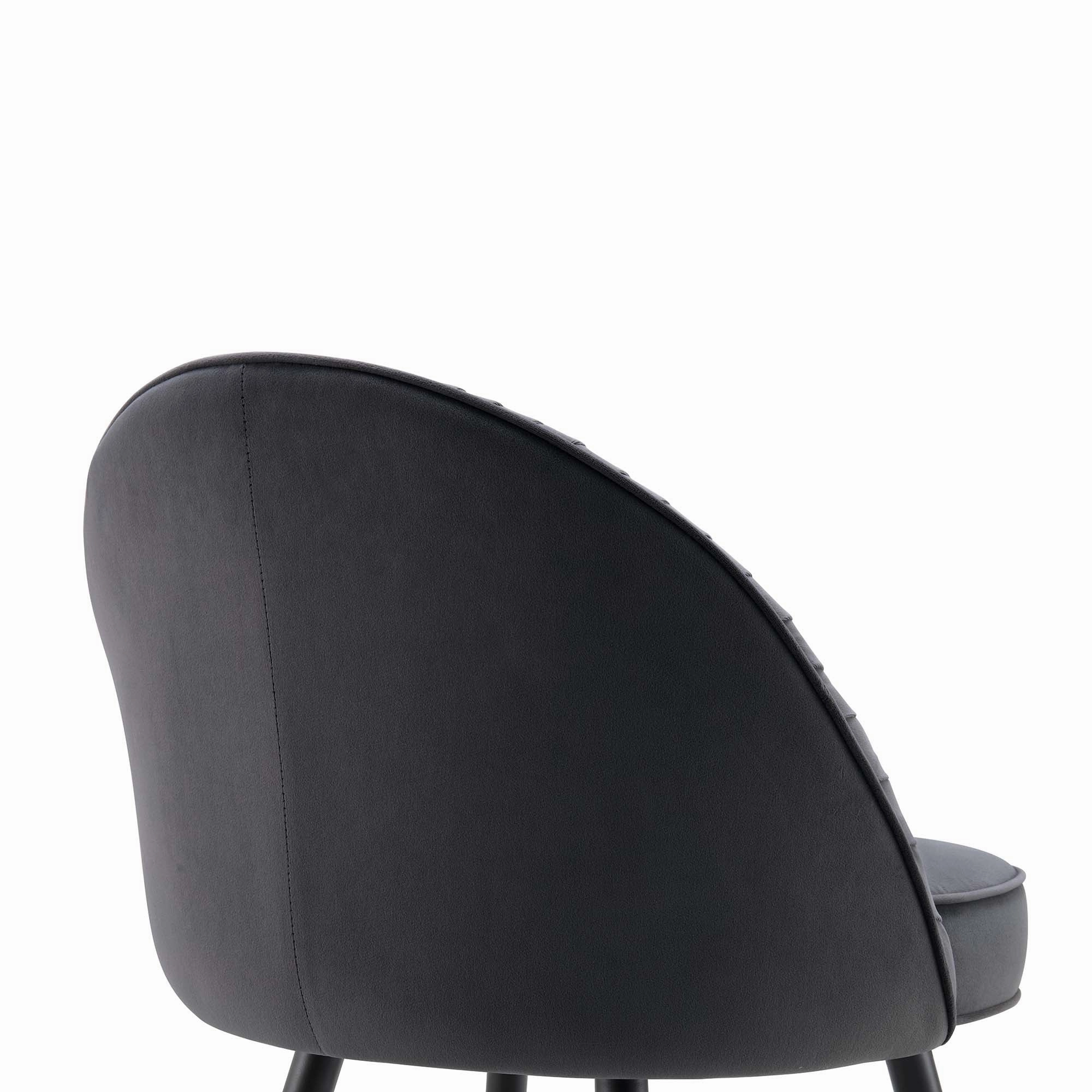 Miyae Set of 2 Pleated Charcoal Velvet Upholstered Dining Chairs