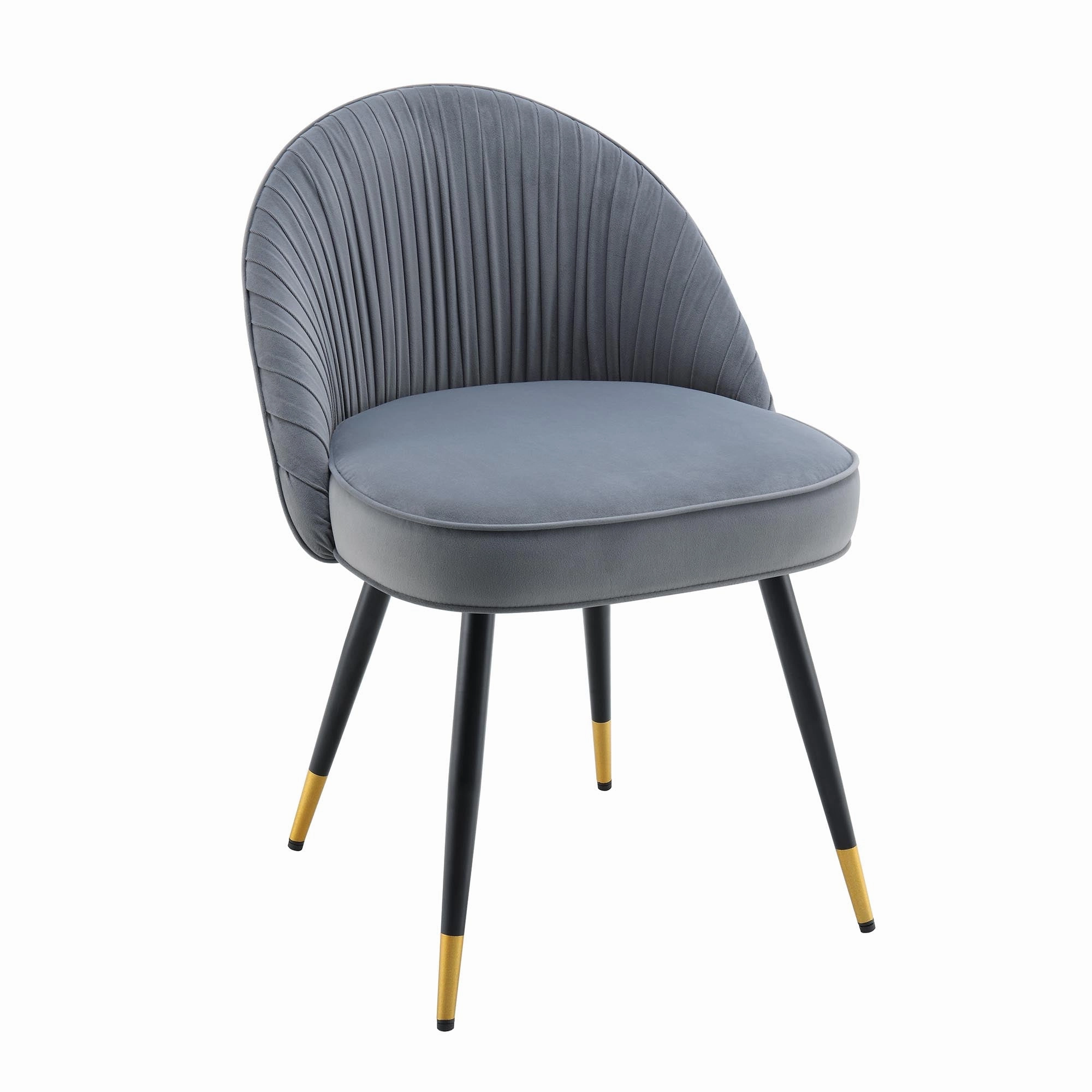 Miyae Set of 2 Pleated Light Grey Velvet Upholstered Dining Chairs