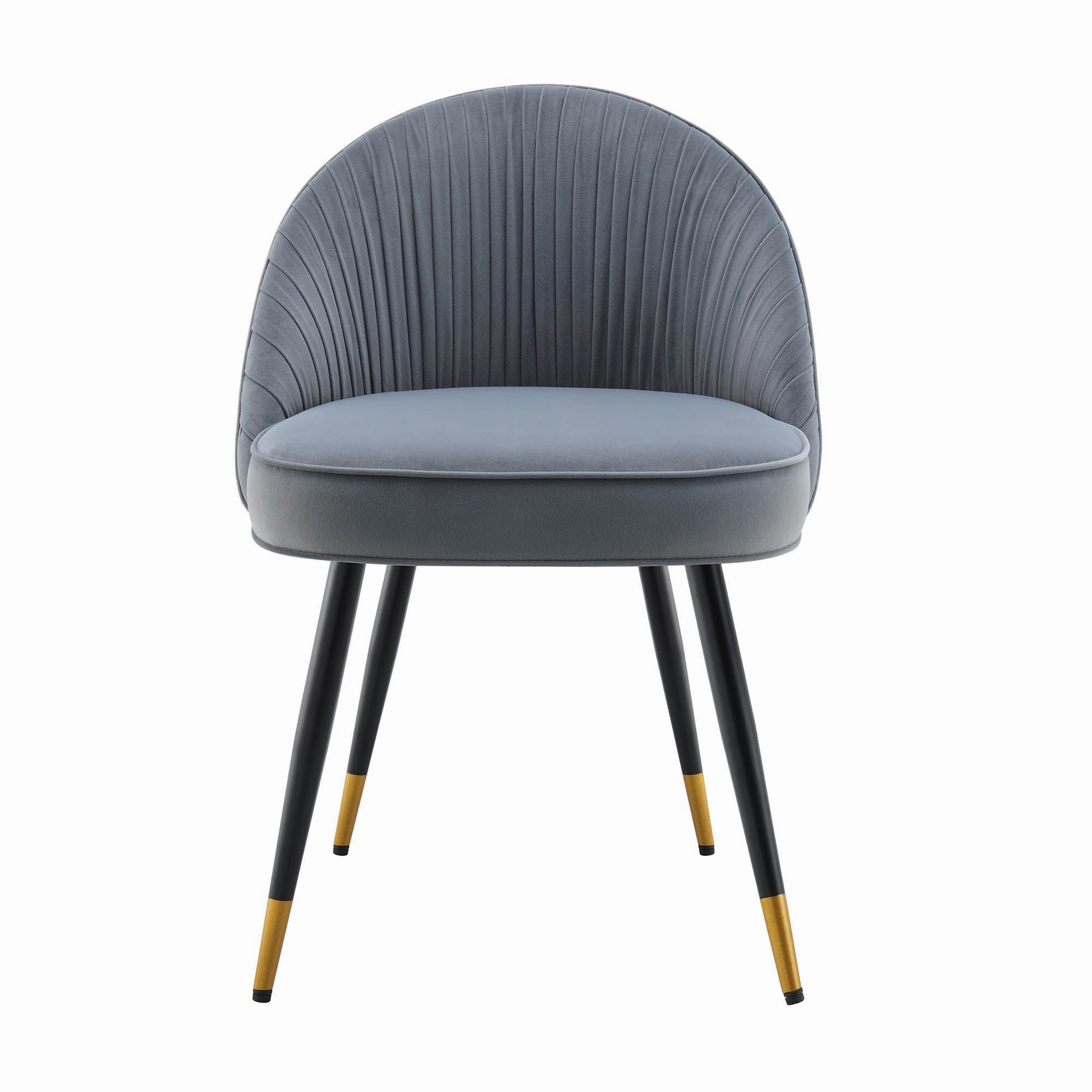 Miyae Set of 2 Pleated Light Grey Velvet Upholstered Dining Chairs