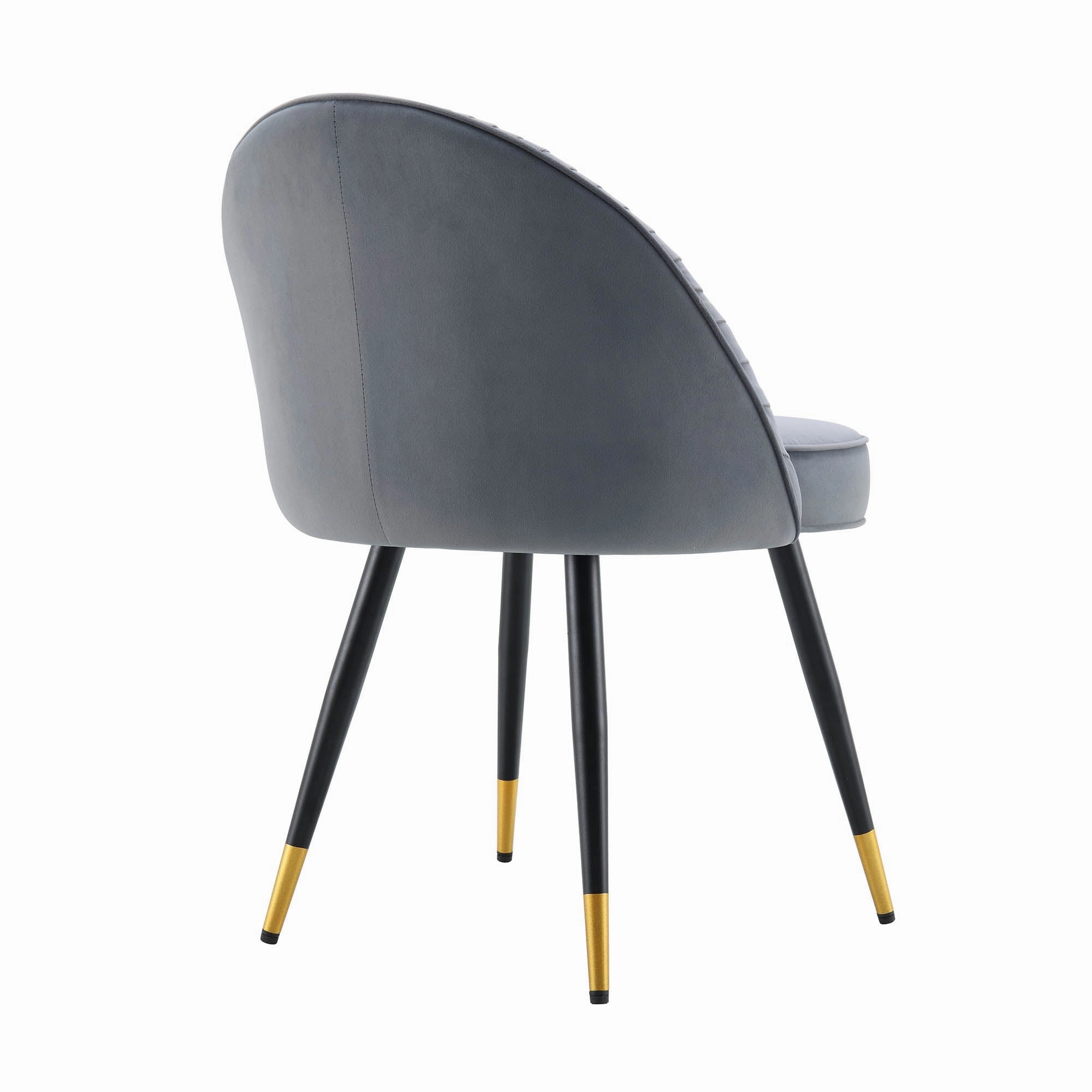 Miyae Set of 2 Pleated Light Grey Velvet Upholstered Dining Chairs