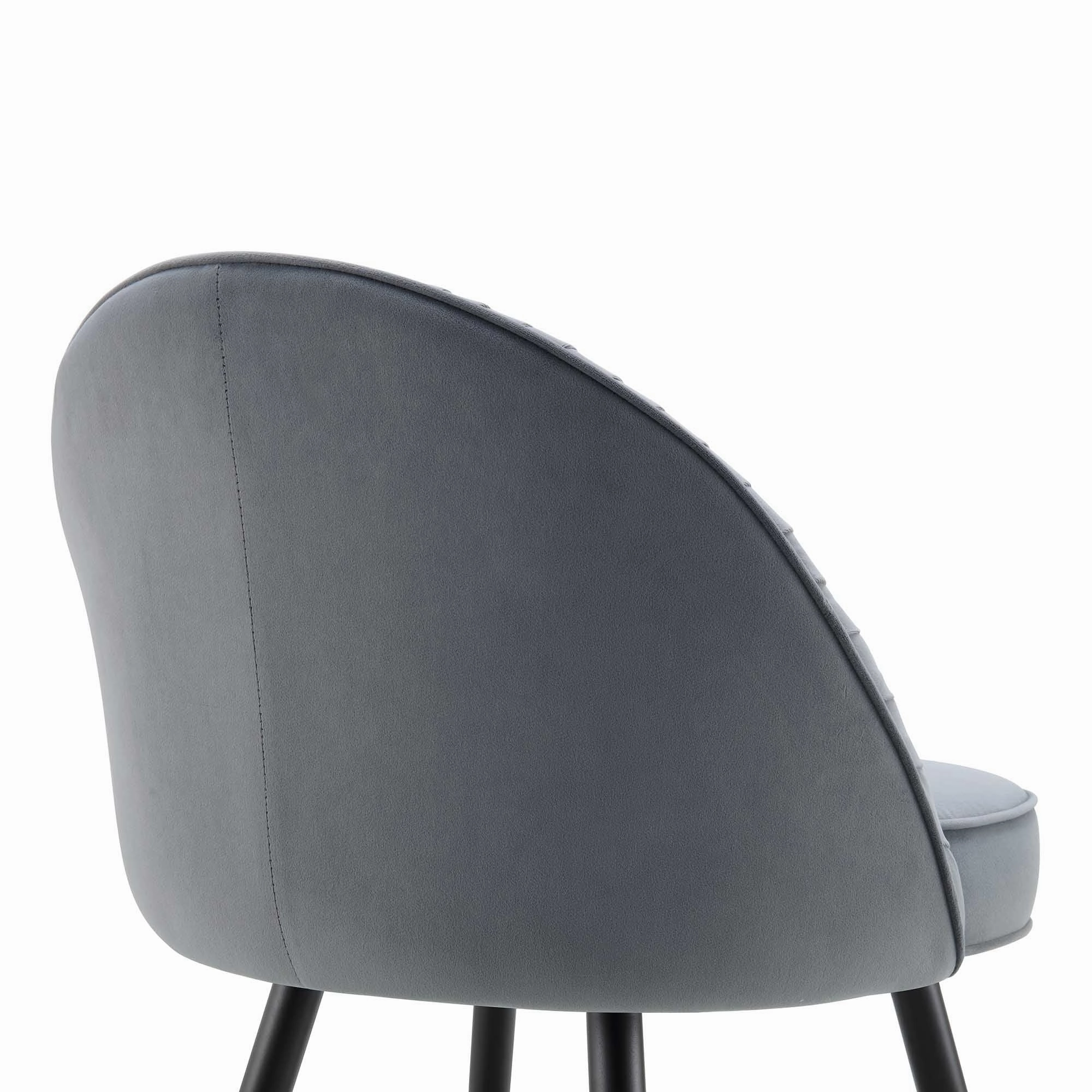 Miyae Set of 2 Pleated Light Grey Velvet Upholstered Dining Chairs