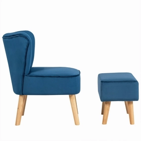 Modern Accent Chair Ottoman Set, Armless Slipper Sofa Chair with Footstool armless chair, modern chair