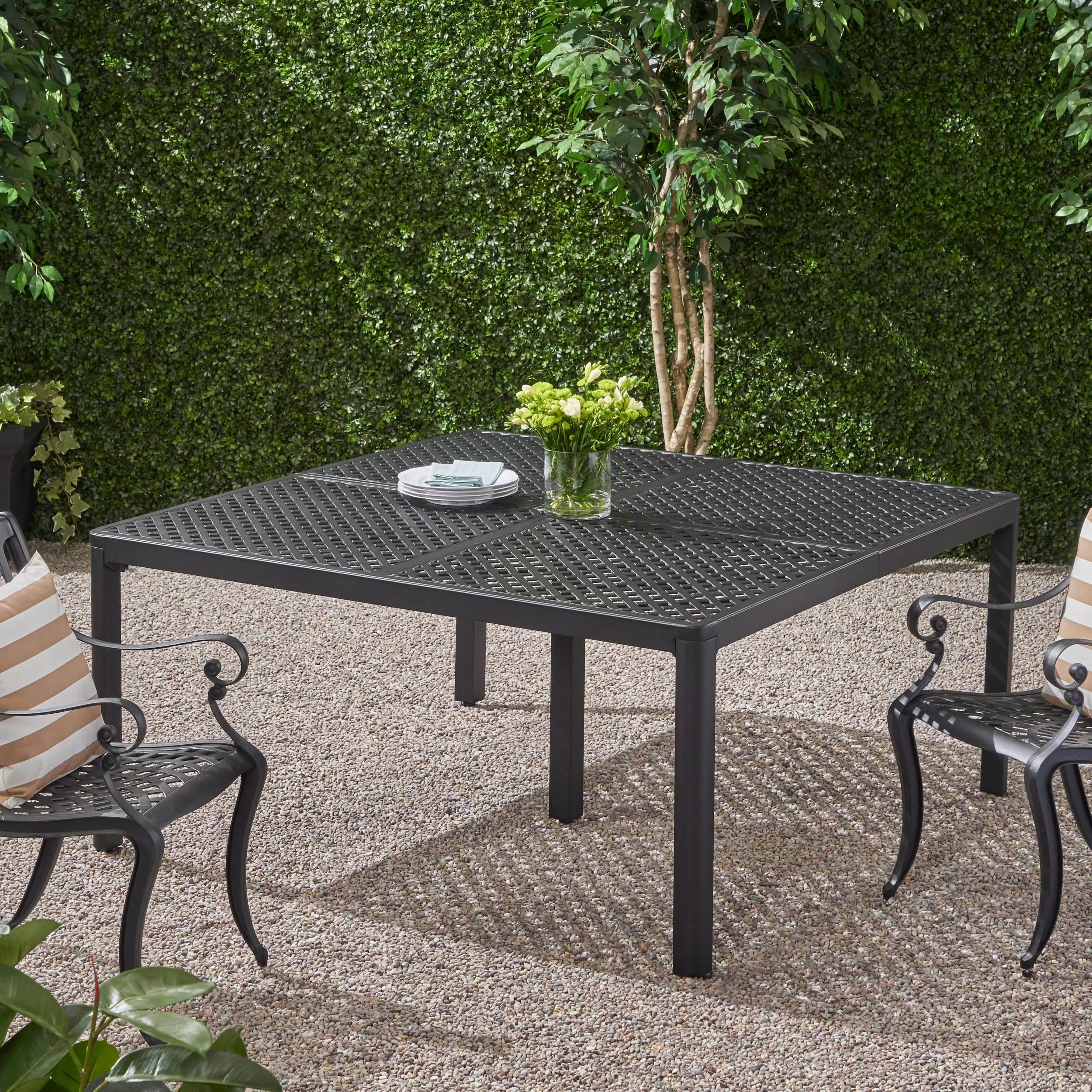 Modern Aluminum Dining Table with Woven Accents - NH348803 outdoor lounge chair, patio sofa