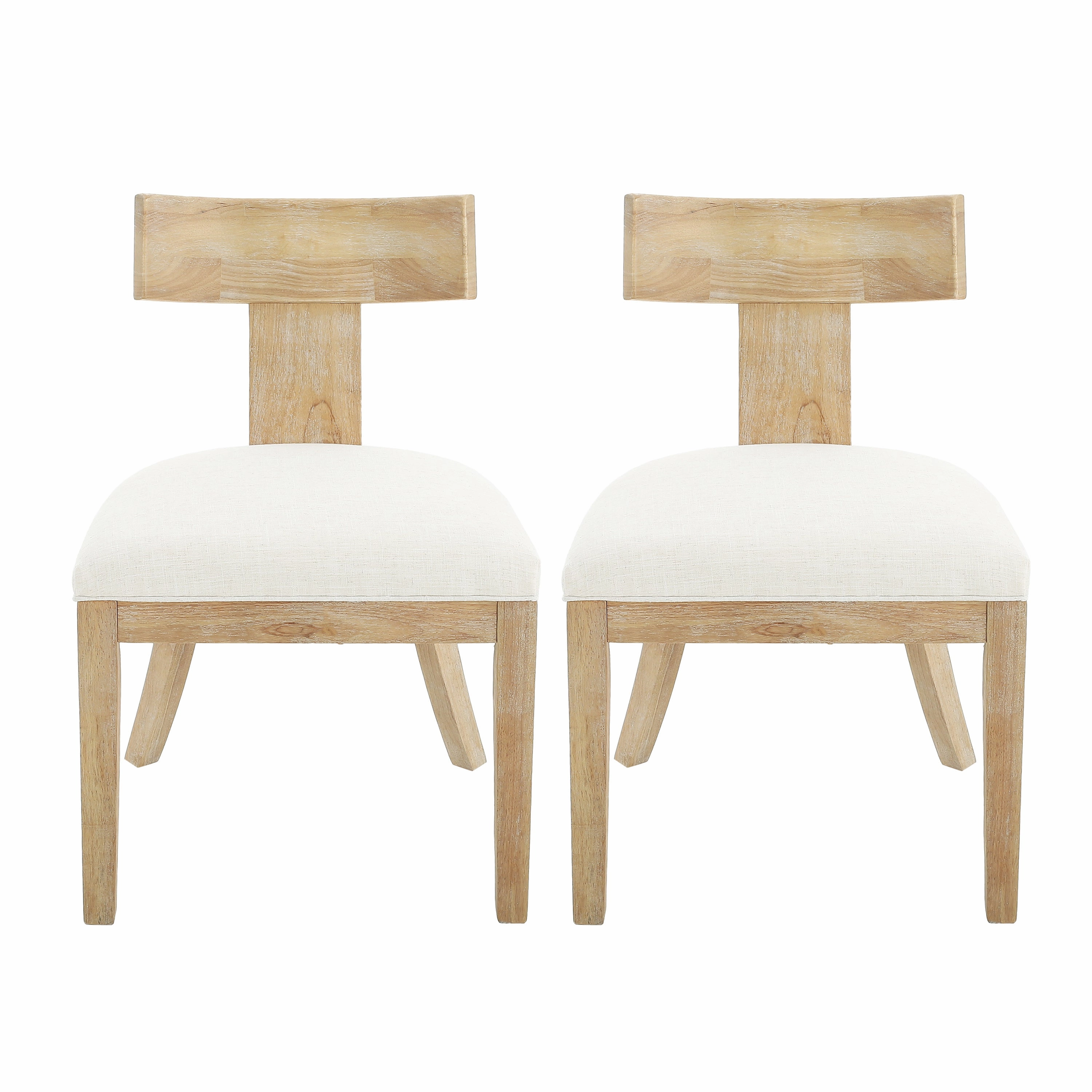 Modern Beige Dining Chairs Set of 2  Upholstered Side Chairs with Rubberwood Frame for Kitchen or Dining Room