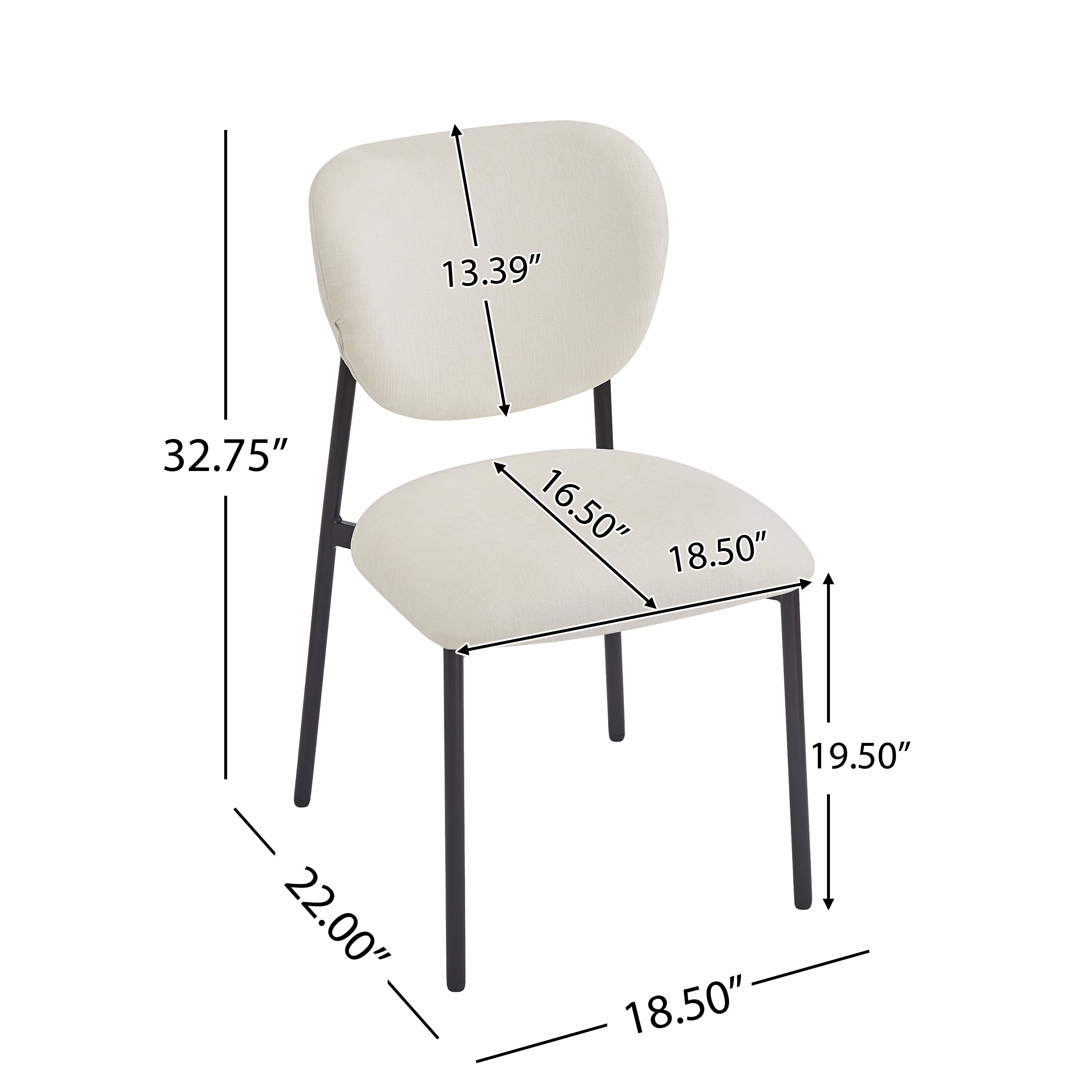 Modern Beige Upholstered Dining Chairs (Set of 2)