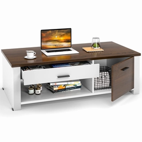 Modern Couch Table with Front & Back Drawers & Compartments, 47.2"x23.6"x16.1" console table, hallway table