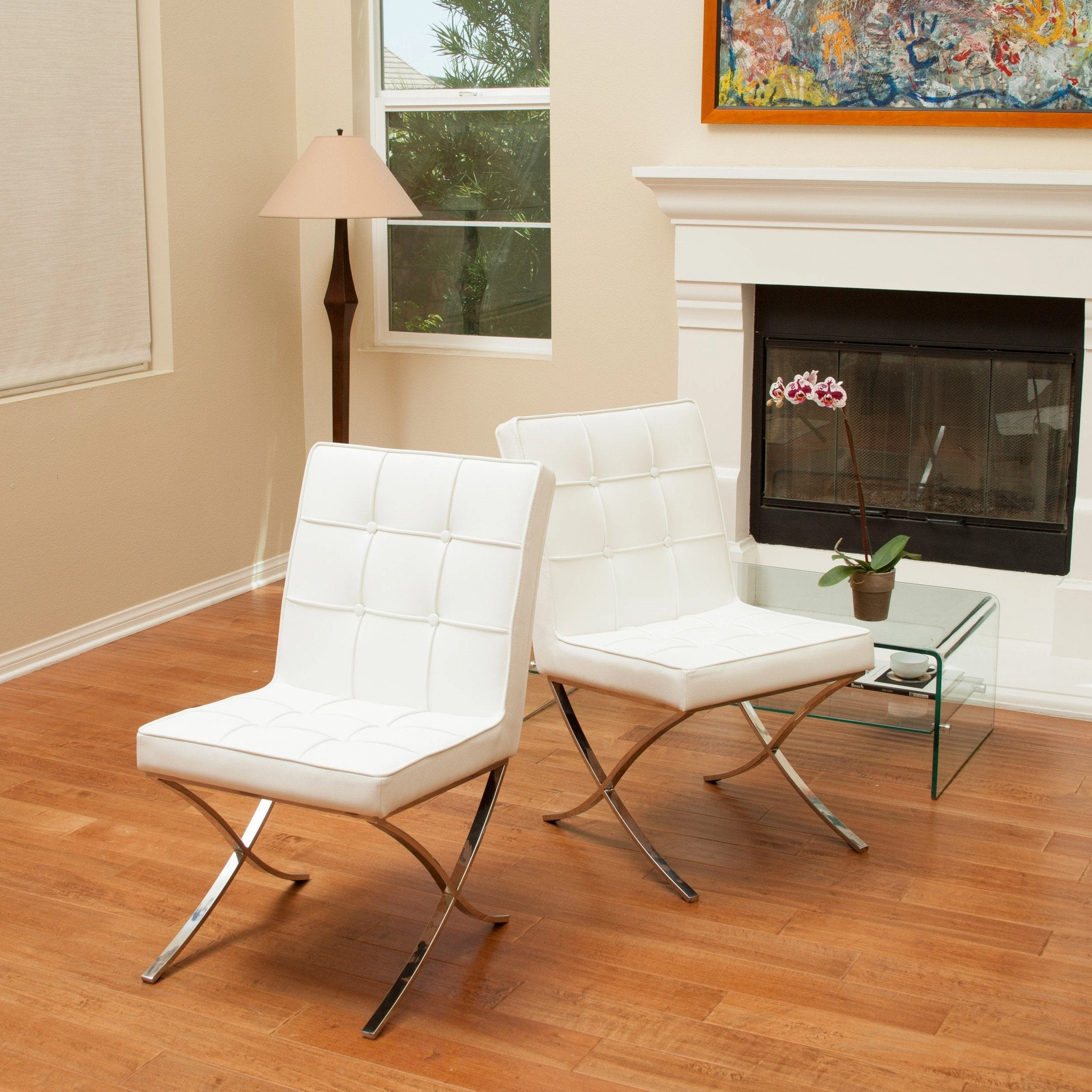 Modern Design White Leather Dining Chairs (set of 2) - NH423612 kitchen accessories, table linens