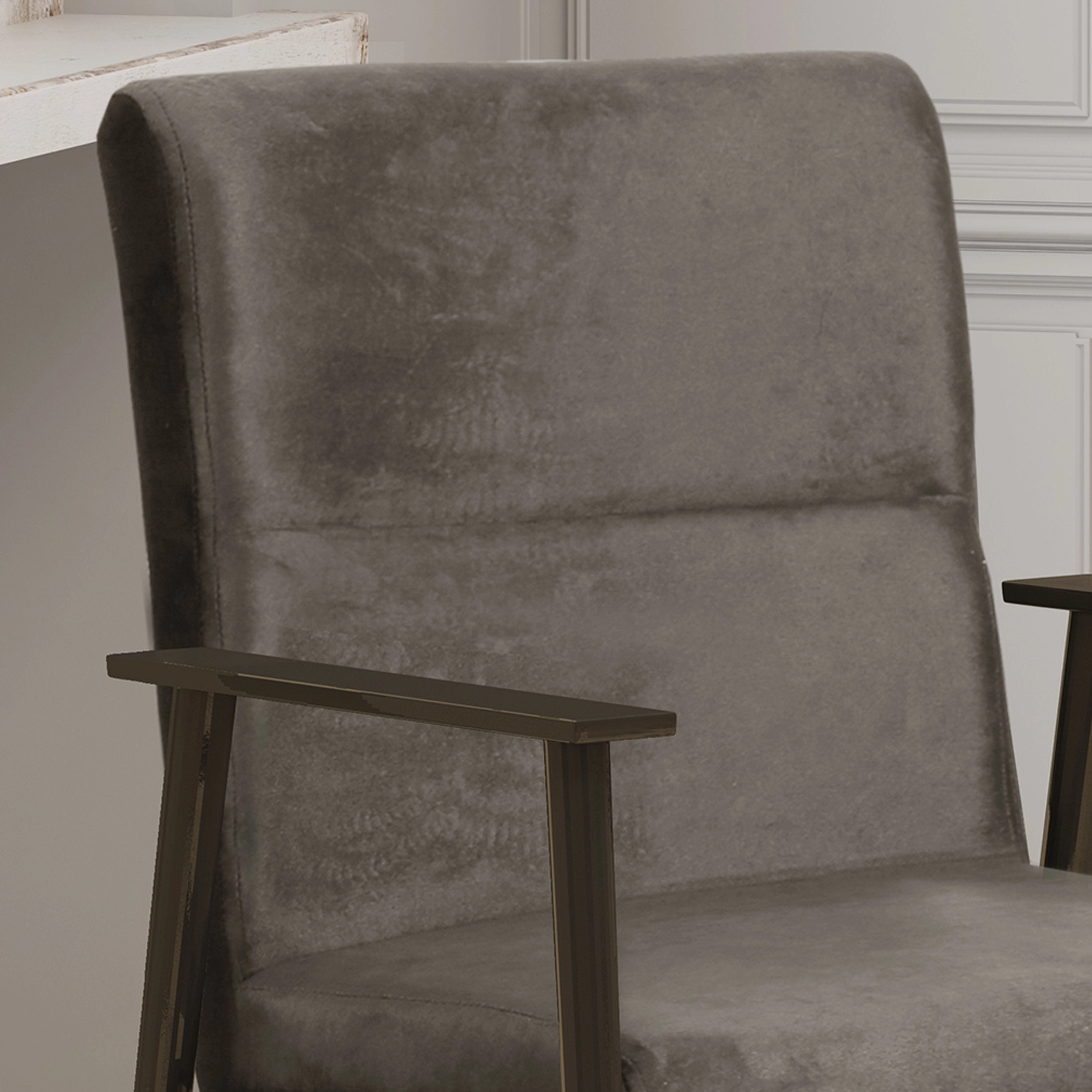 Modern Glam Velvet Dining Arm Chair - NH932803
