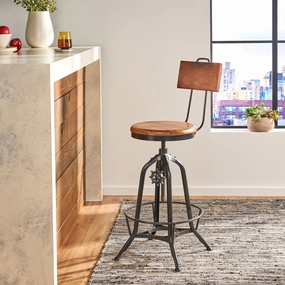 Modern Industrial Acacia Wood Bar Stool - NH913013 kitchen accessories, table linens