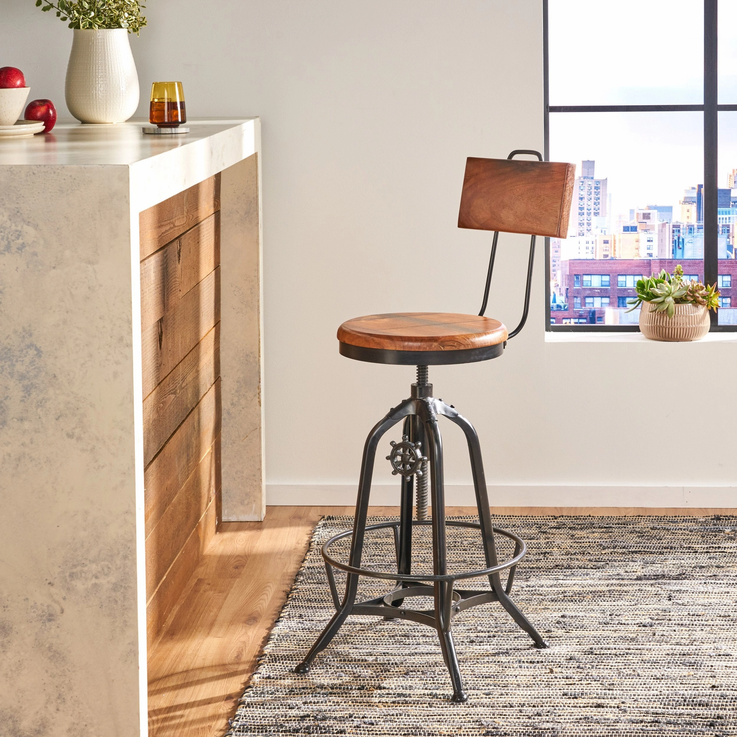 Modern Industrial Acacia Wood Bar Stool - NH913013 kitchen accessories, table linens