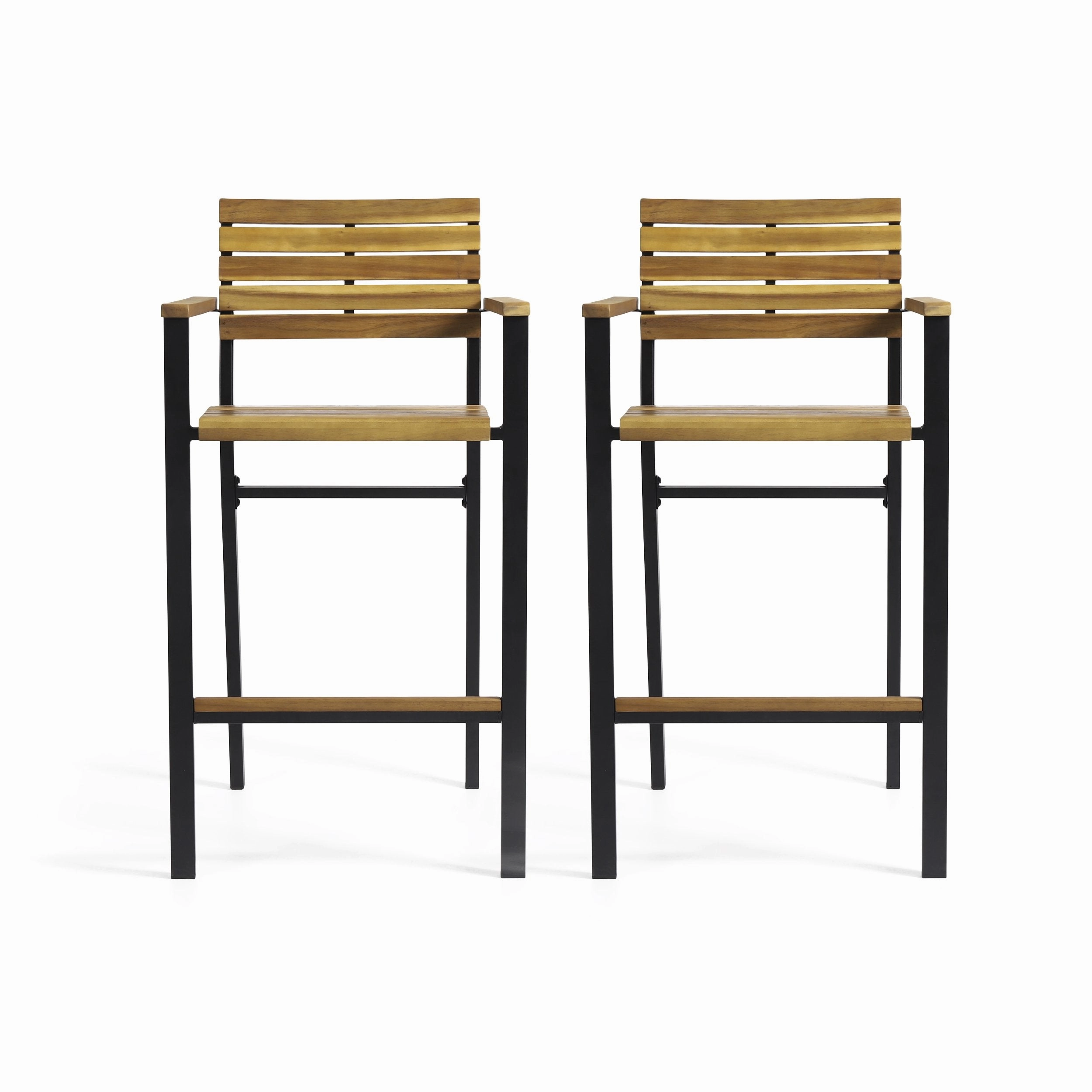 Modern Industrial Acacia Wood Barstool (Set of 2) - NH727213