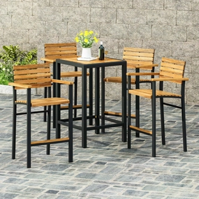 Modern Industrial Acacia Wood Barstool (Set of 4) - NH827213 outdoor furniture, garden bench