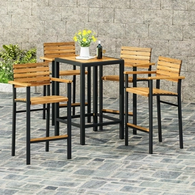 Modern Industrial Acacia Wood Barstool (Set of 4) - NH827213 outdoor lounge chair, patio sofa