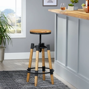Modern Industrial Antique Firwood Adjustable Barstool with Iron Accents - NH139892 kitchen accessories, table linens