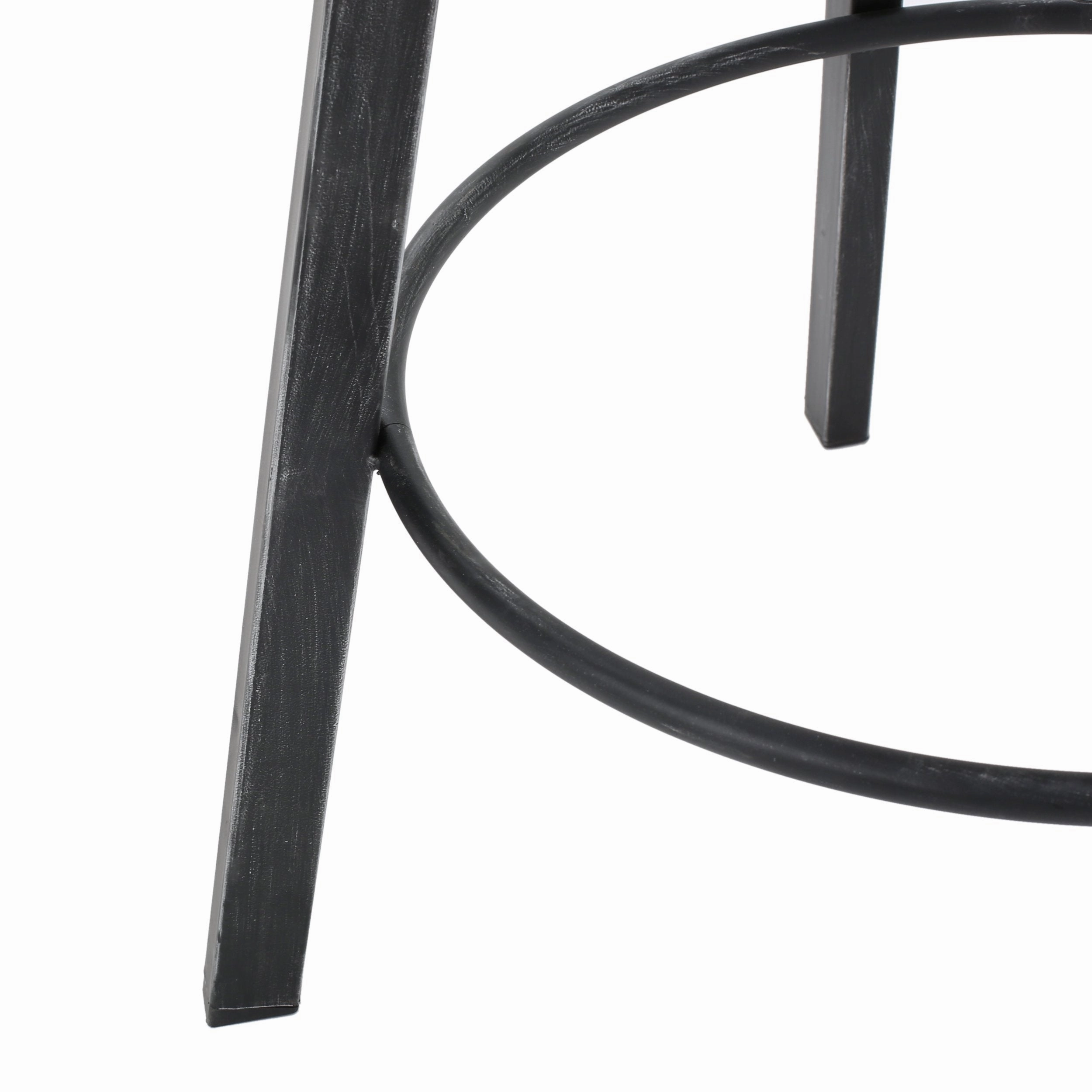 Modern Industrial Firwood Adjustable Height Swivel Barstools, Set of 2, Natural and Black Brushed Silver - NH317413