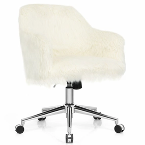 Modern Office Desk Chair, Fluffy Faux Fur Vanity Chair office supplies, stationery