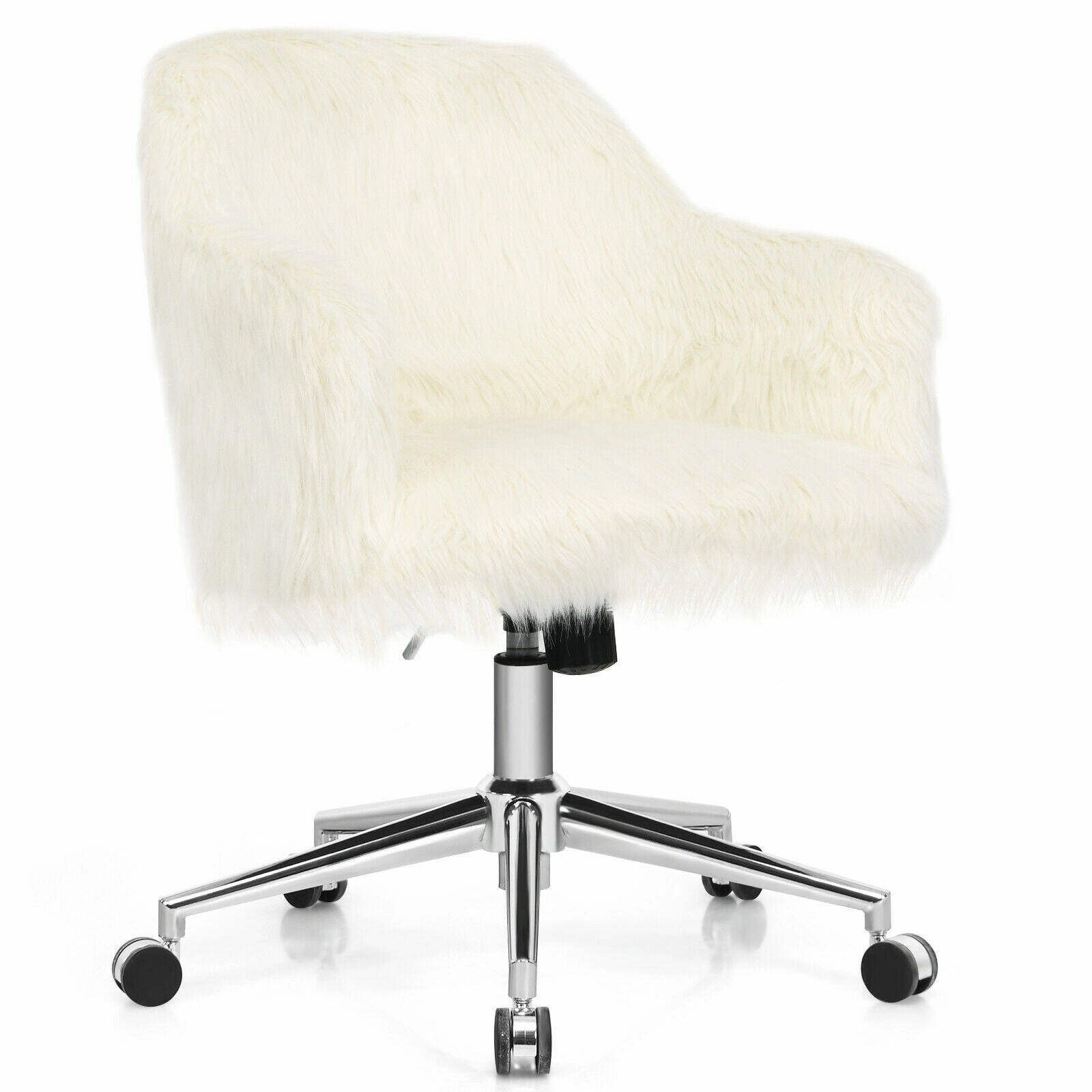 Modern Office Desk Chair, Fluffy Faux Fur Vanity Chair office supplies, stationery