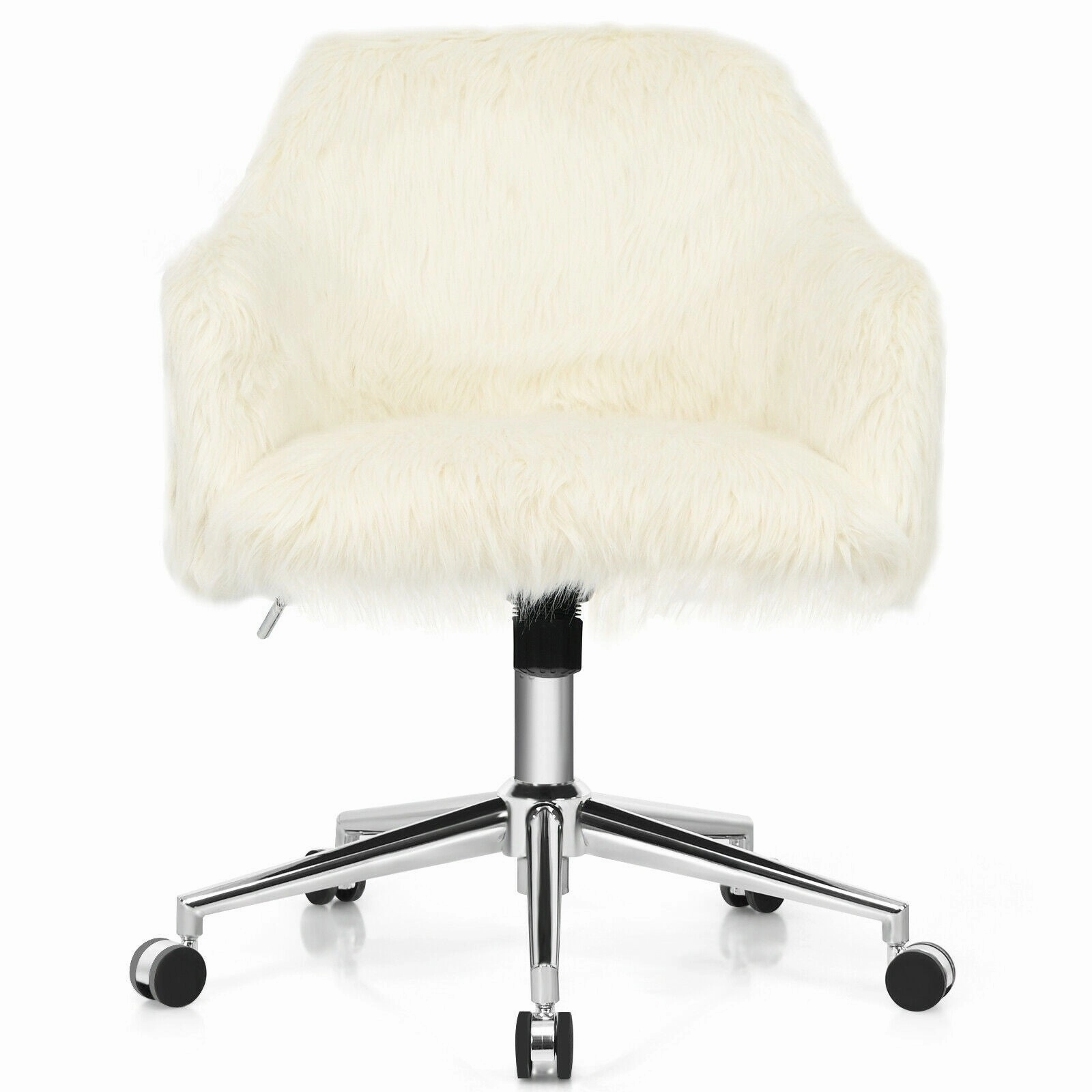 Modern Office Desk Chair, Fluffy Faux Fur Vanity Chair