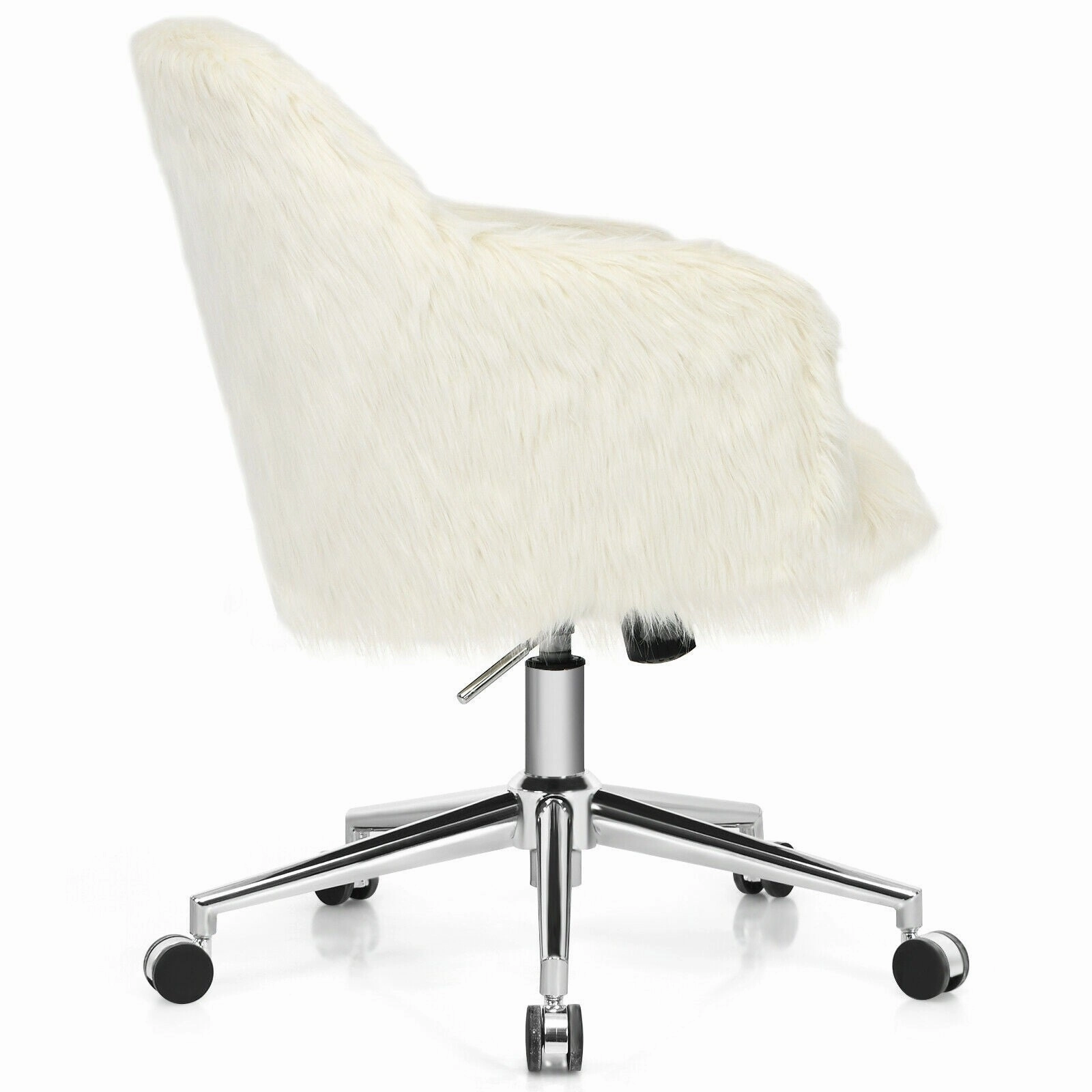 Modern Office Desk Chair, Fluffy Faux Fur Vanity Chair