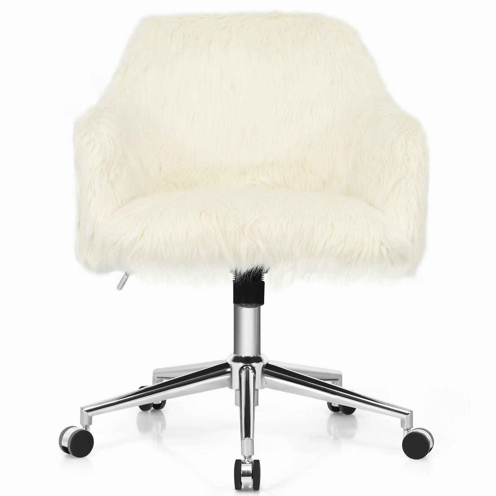 Modern Office Desk Chair, Fluffy Faux Fur Vanity Chair