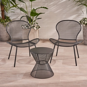Modern Outdoor 2 Seater Iron Chat Set with Side Table - NH853013 outdoor furniture, garden bench