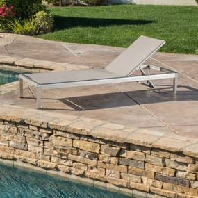 Modern Outdoor Gray Mesh Chaise Lounge with Wheels - NH168692 patio umbrella, gazebo