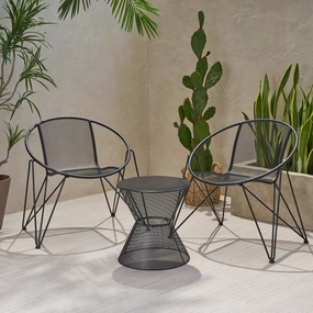 Modern Outdoor Iron Chat Set with Side Table - NH643013 outdoor furniture, garden bench