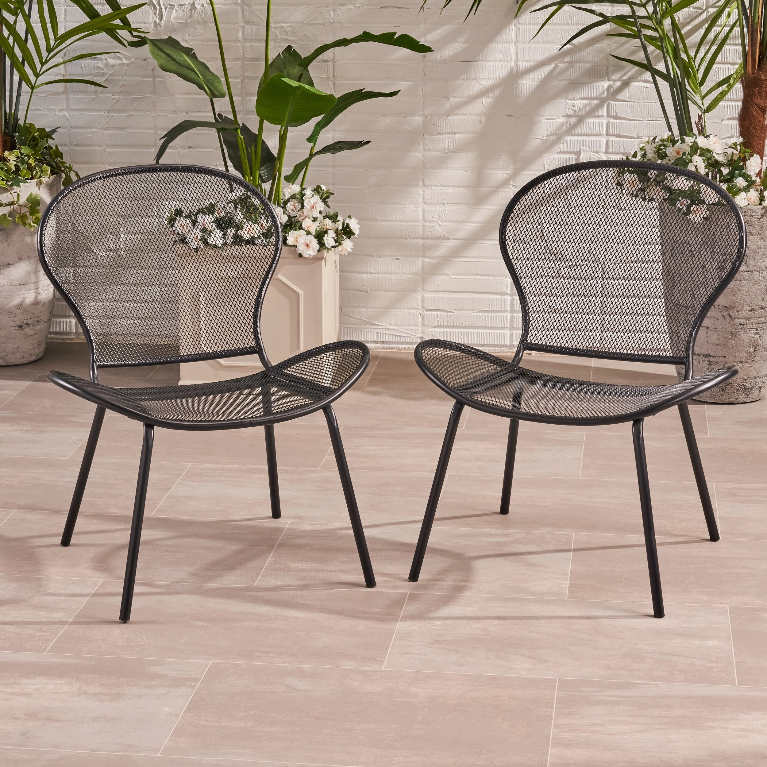 Modern Outdoor Iron Club Chair (Set of 2) - NH053013 outdoor furniture, garden bench